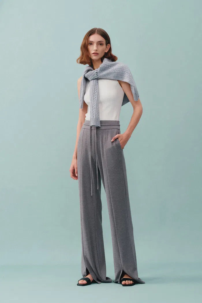 Yuri Split Hem Pants in Brushed Jersey knit