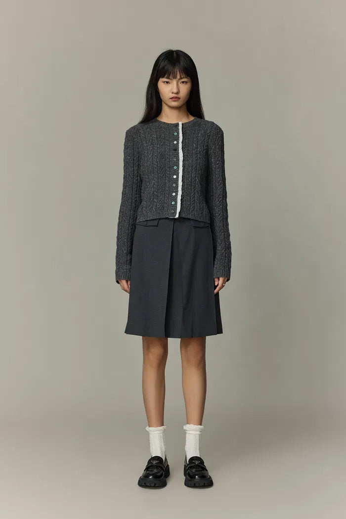 Kaia Laced Cardigan in Contrast Dotted Yarn Knit