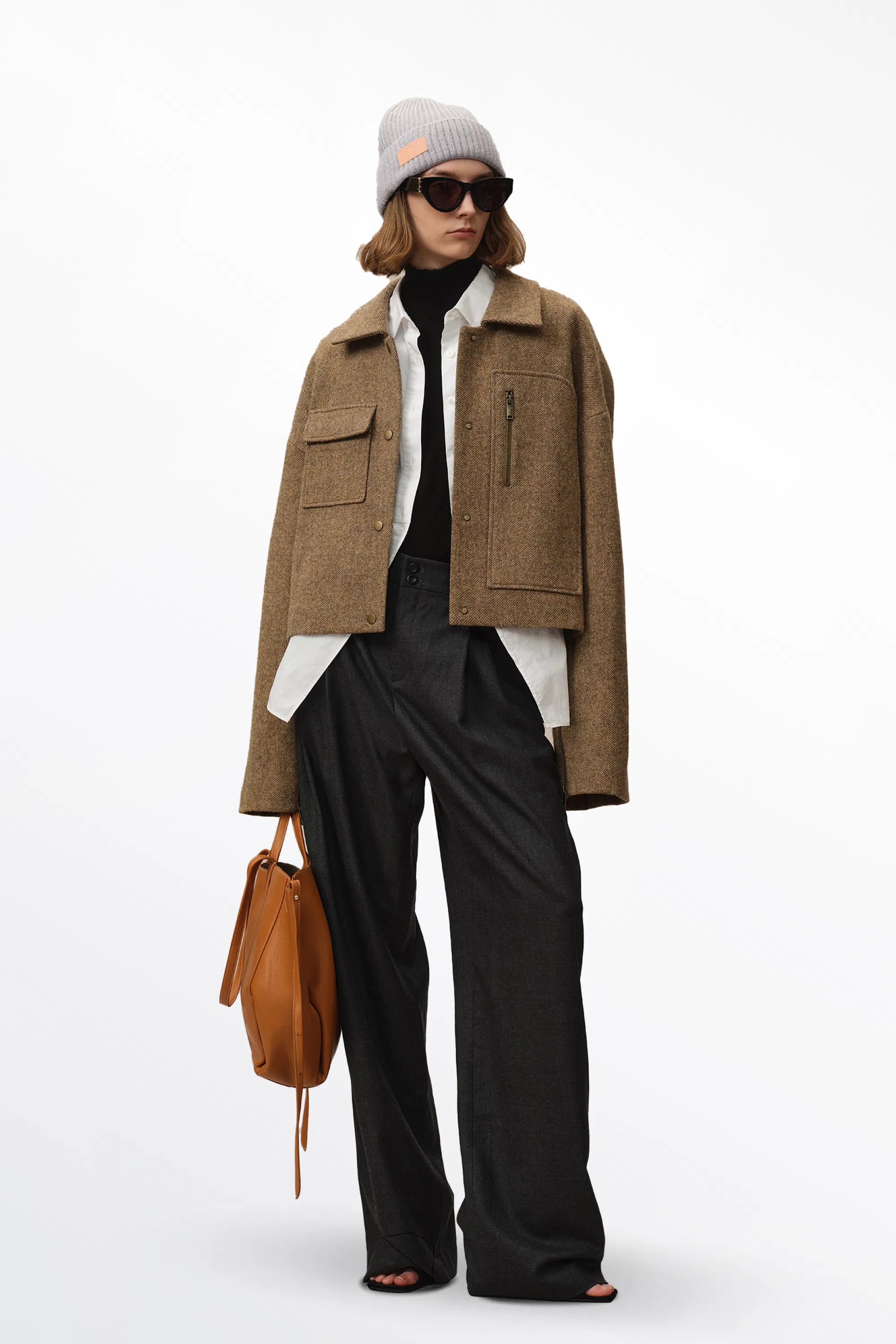 Lily Woolen Short Coat in Midweight Wool Twill