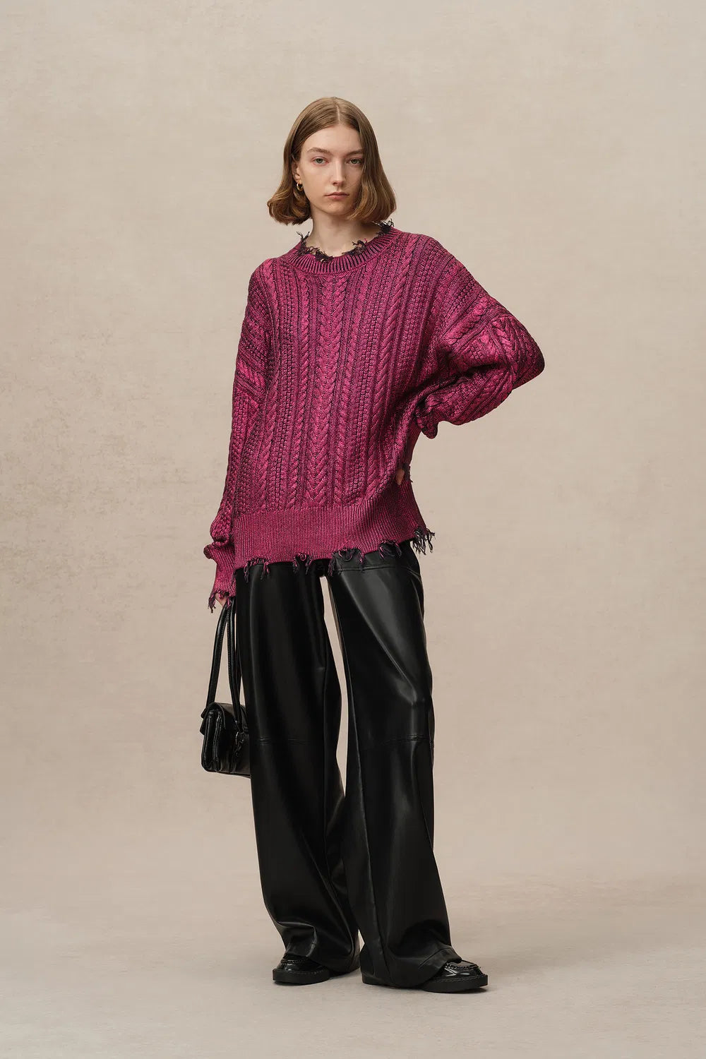 Elodie Metallic Coated Sweater in Cotton Knit