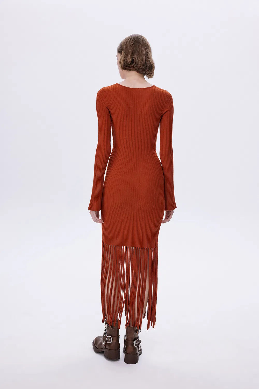 Ballerina Handcrafted Fringe Dress in Wool Knit