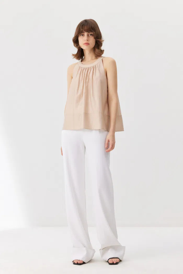 Leah Off-Shoulder Nude Top in Tencel Blend