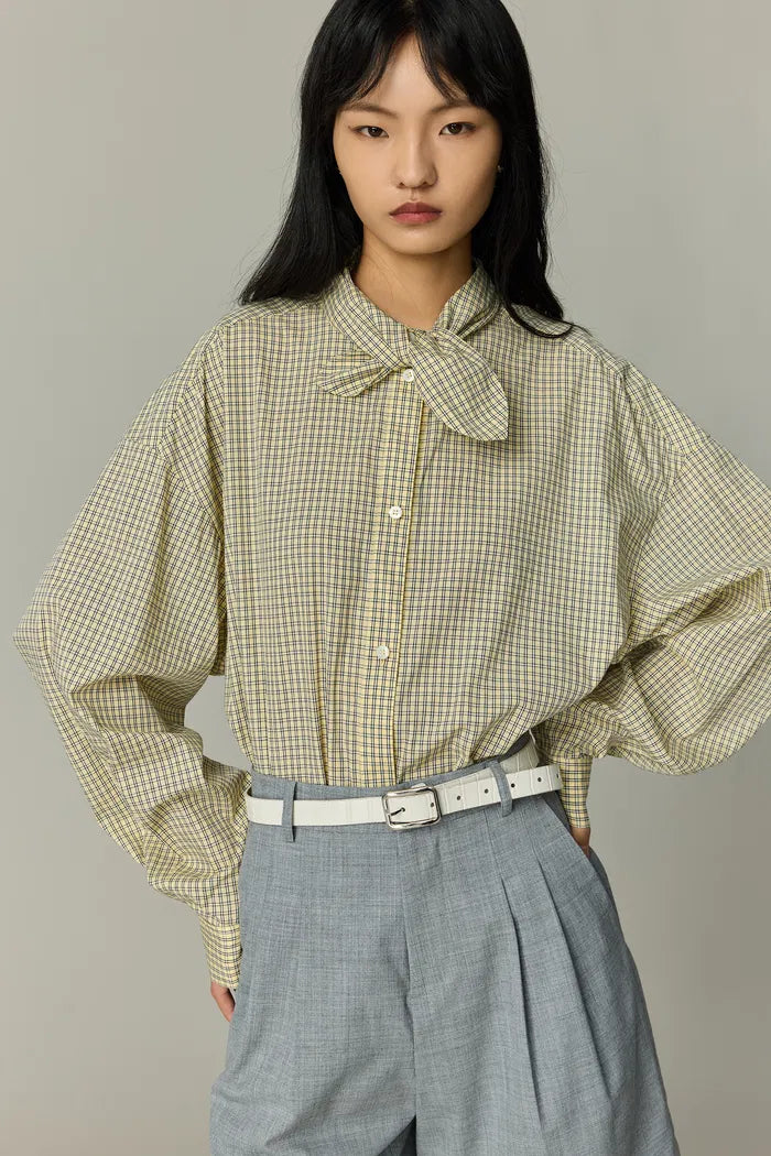 Lorna Plaid Blouse in Tencel-Cotton