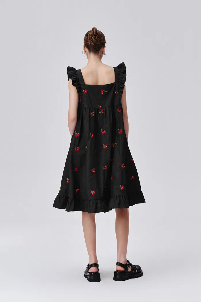 Tita Cherry Embroidery Dress in Cotton Blend