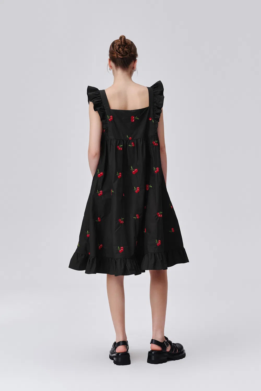 Tita Cherry Embroidery Dress in Cotton Blend