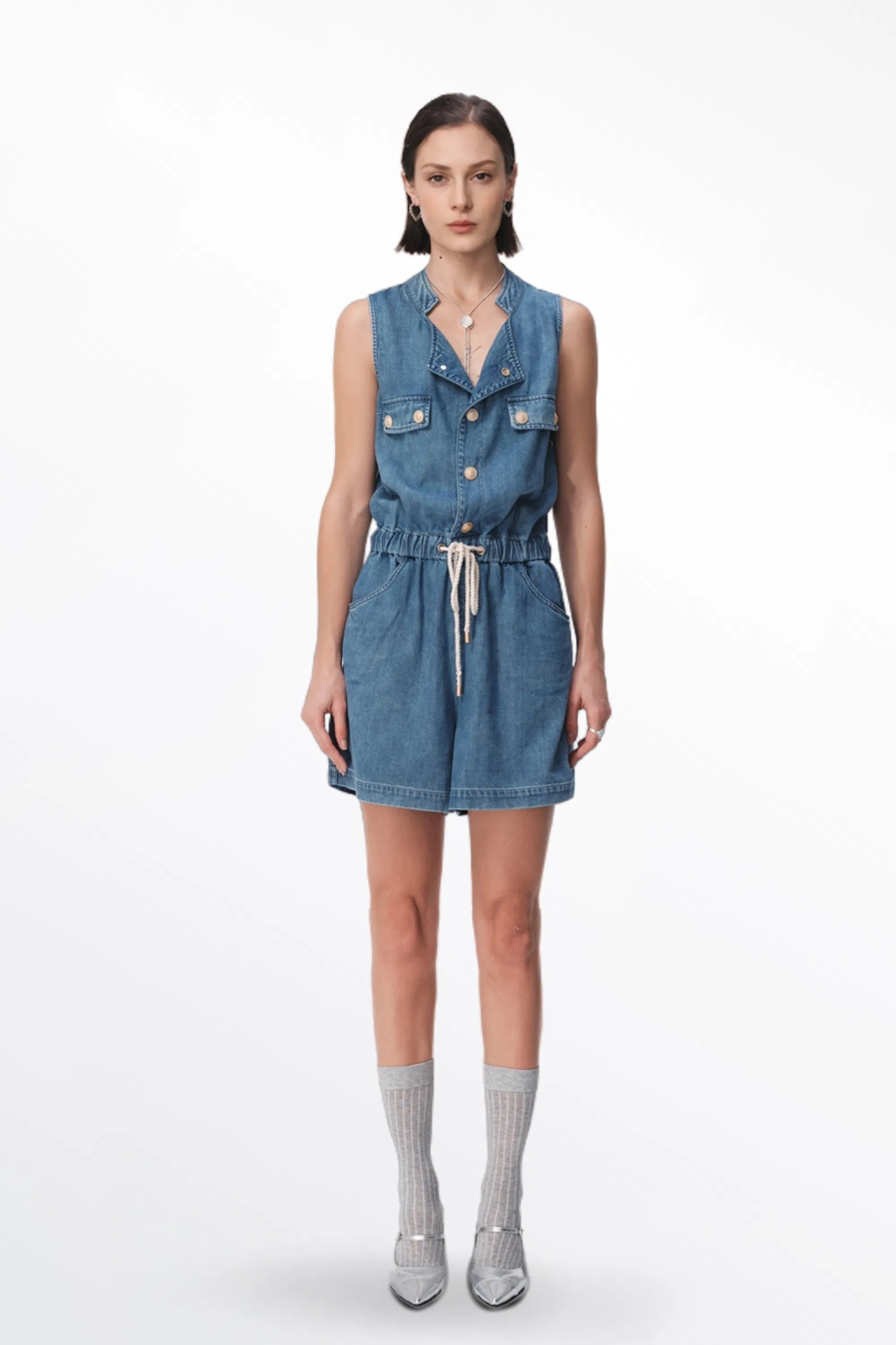 Liu Playsuit in Cotton Modal Denim