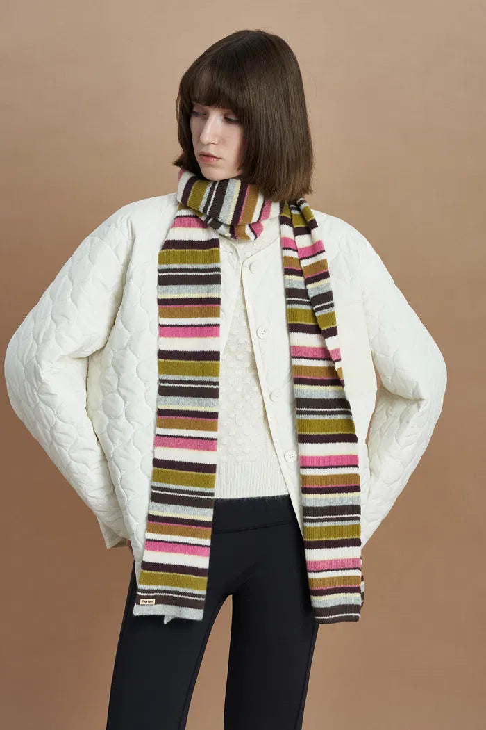 Anna Striped Knit Scarf in Merino Wool