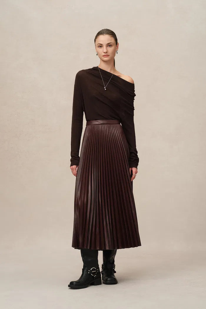 Mari Pleated Skirt in Vegan Leather