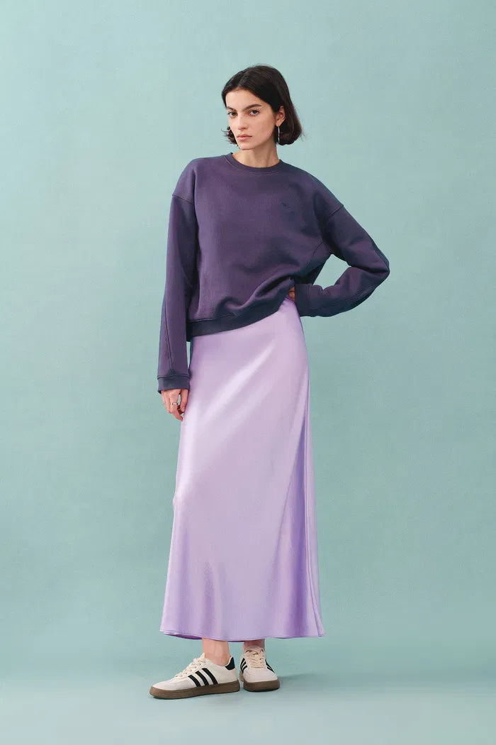 Moon Silky Maxi Skirt in Acetate Satin