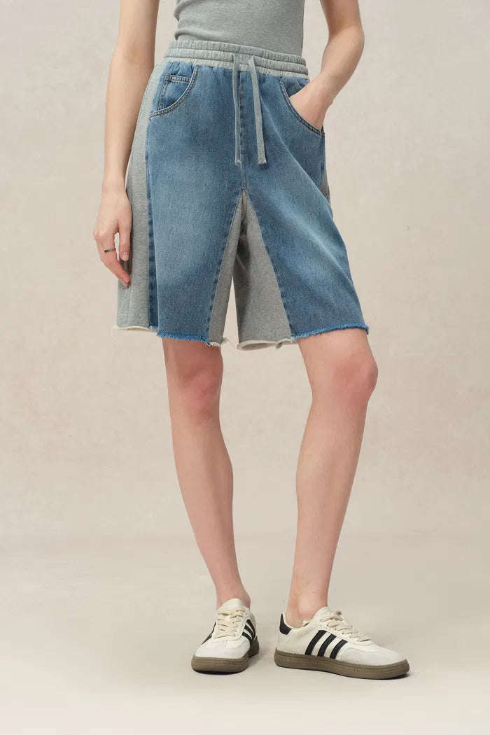 Homie Vintage Washed Shorts in Cotton-Acetate Denim