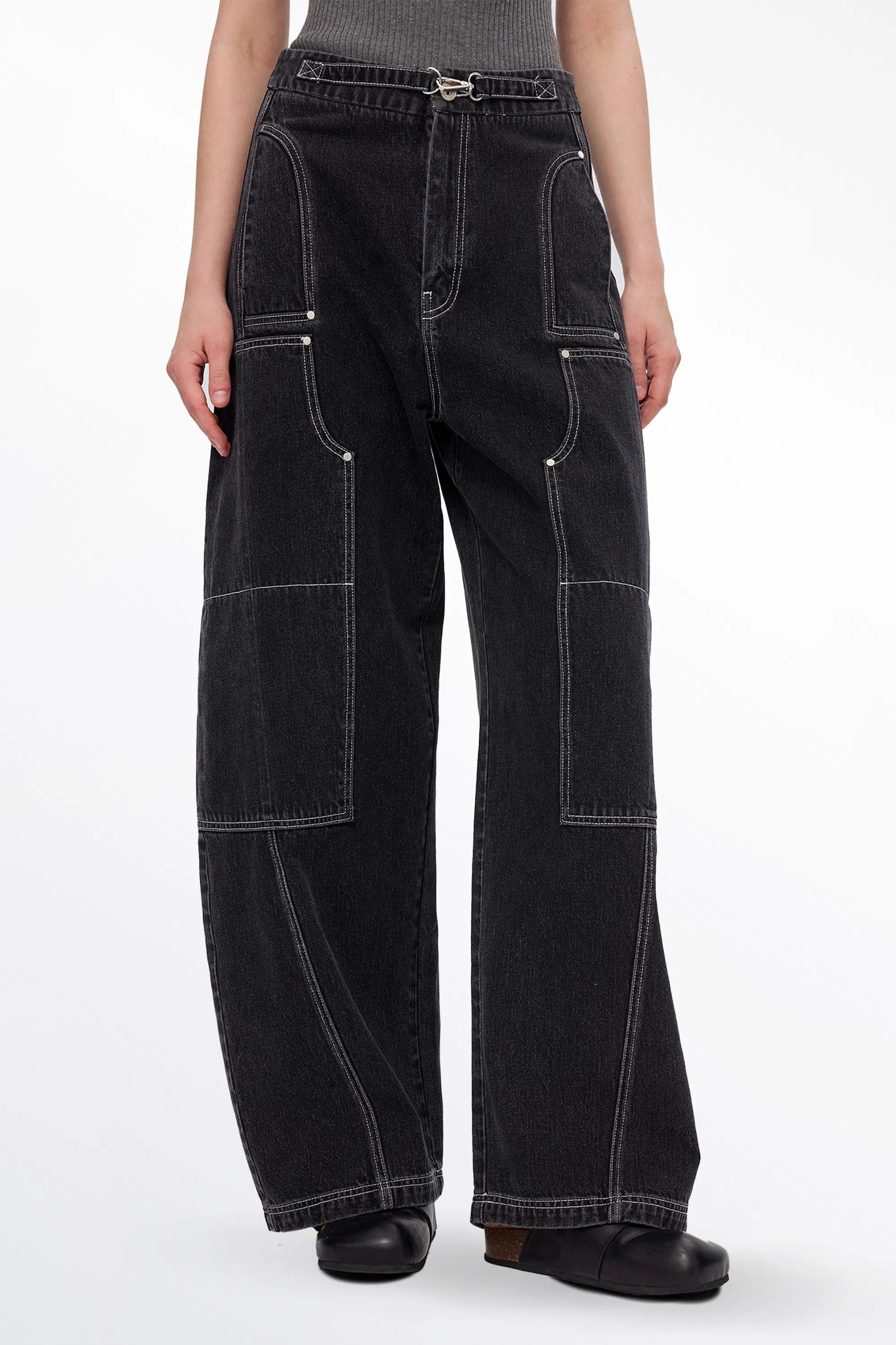 Sam Wide Barrel Leg Jeans in Cotton Denim