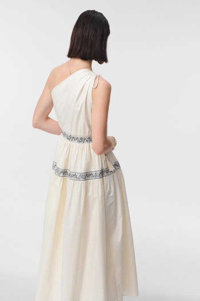 Althea One-Shoulder Embroidered Dress