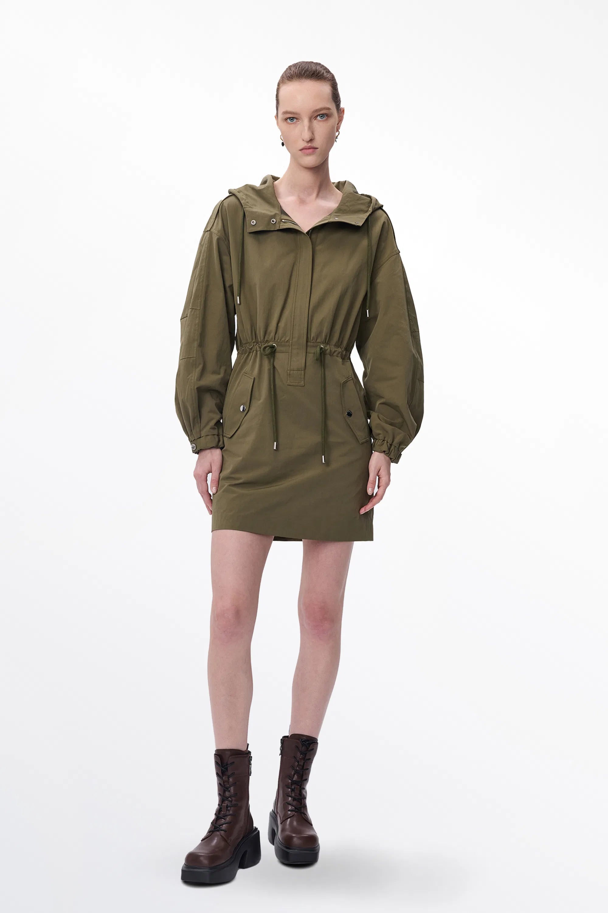 Julie Utility Windbreaker Dress in Cotton Twill