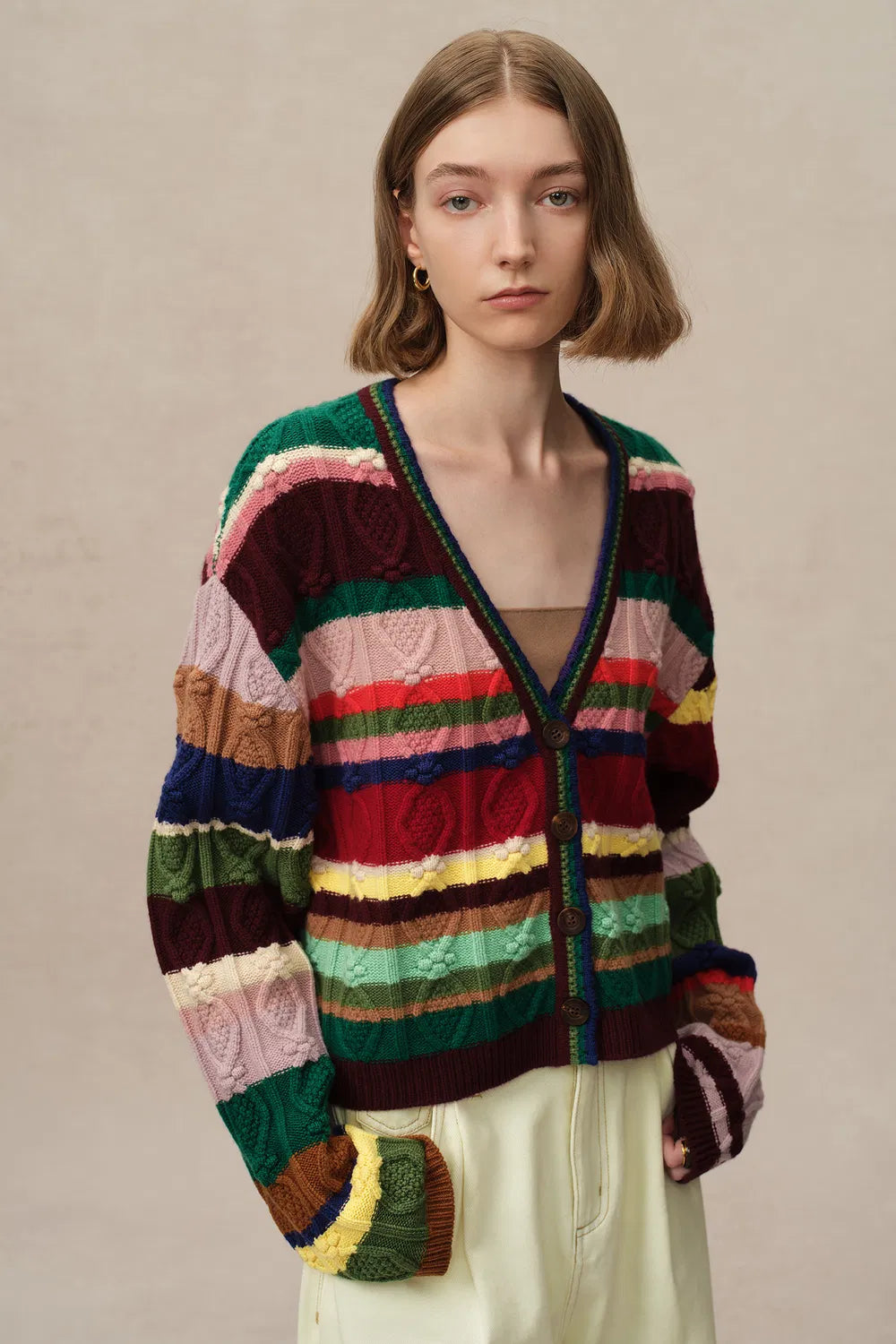 Lila Colorful Cardigan in Merino Wool Knit