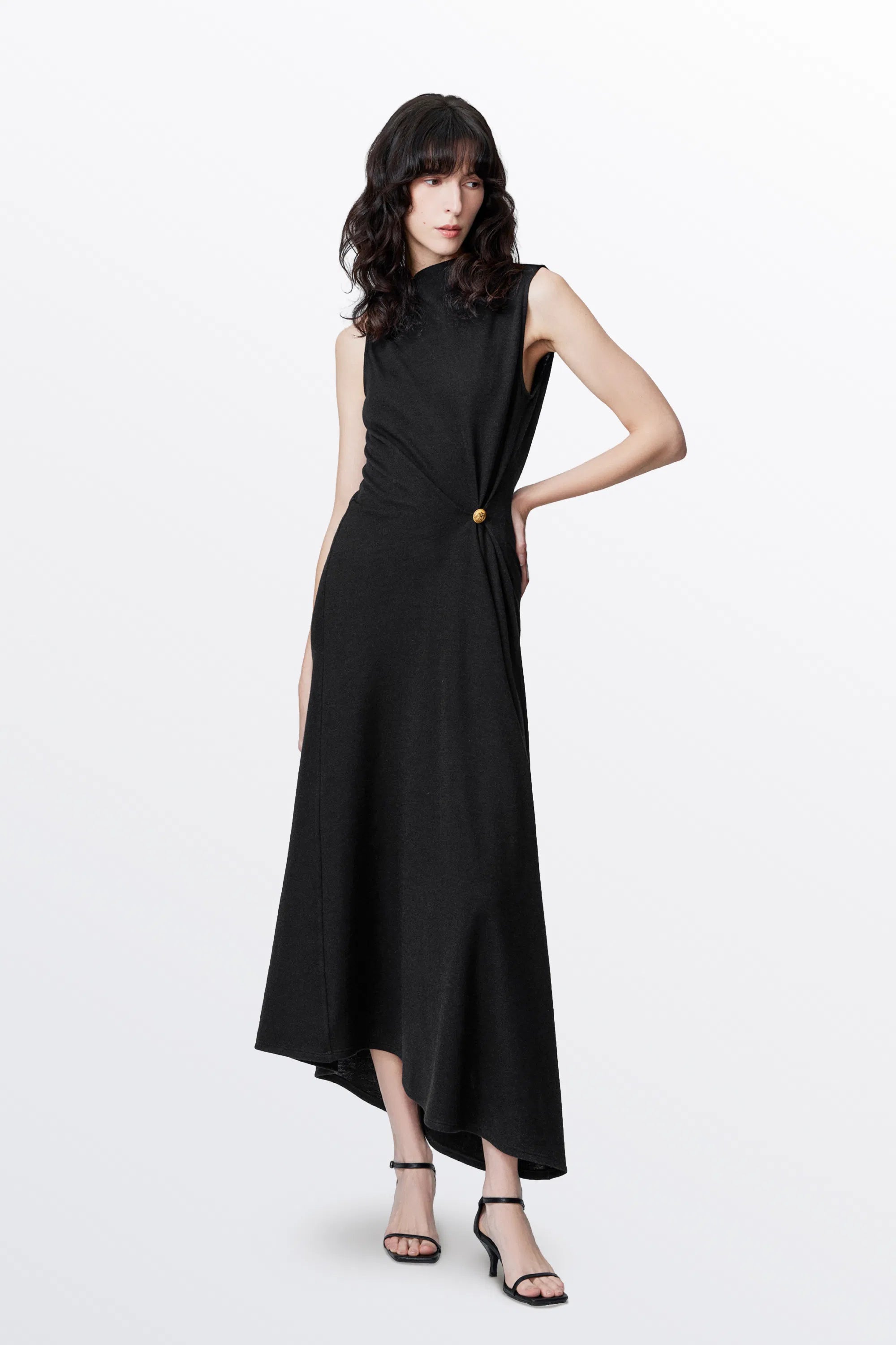 Eunice Pleated Dress in Wool Blend