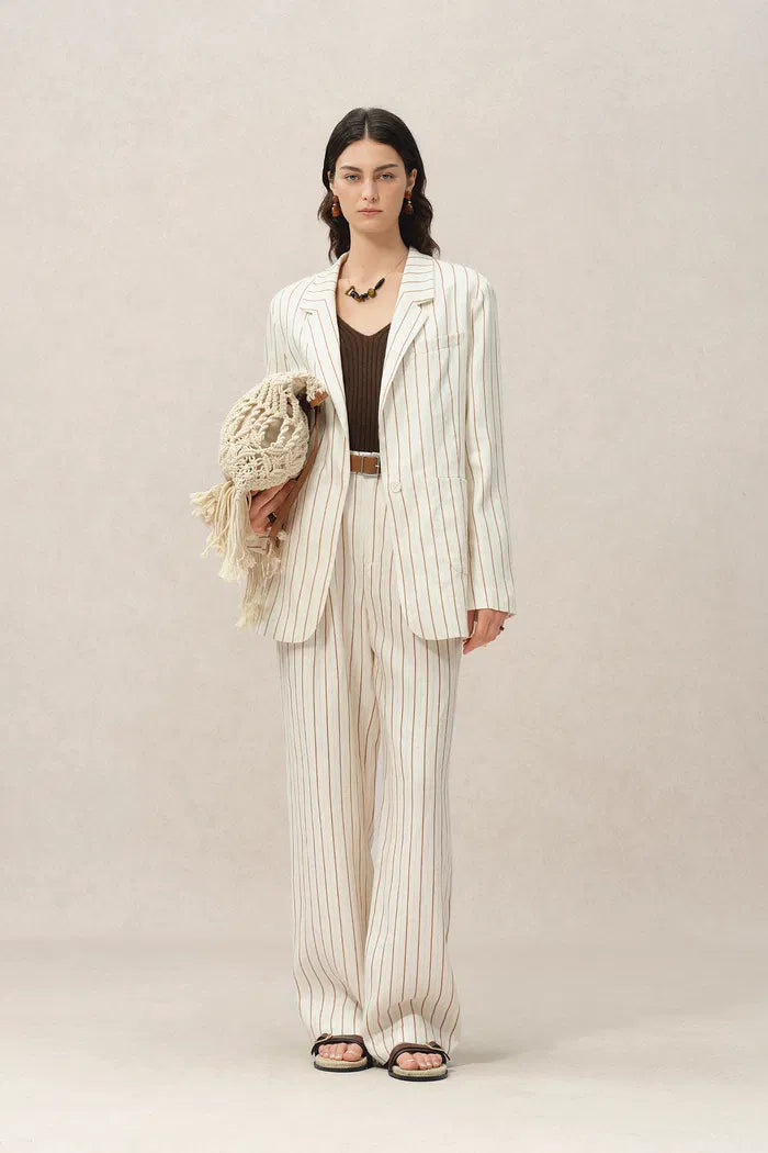 Eden Striped Suit Pants in Linen