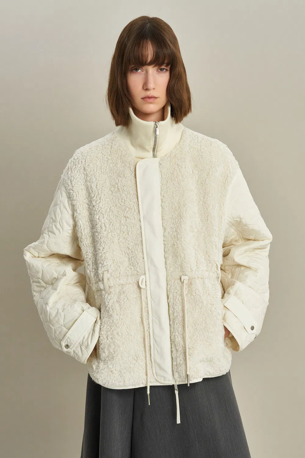 Lizzie Quilted Jacket in Faux Shearling