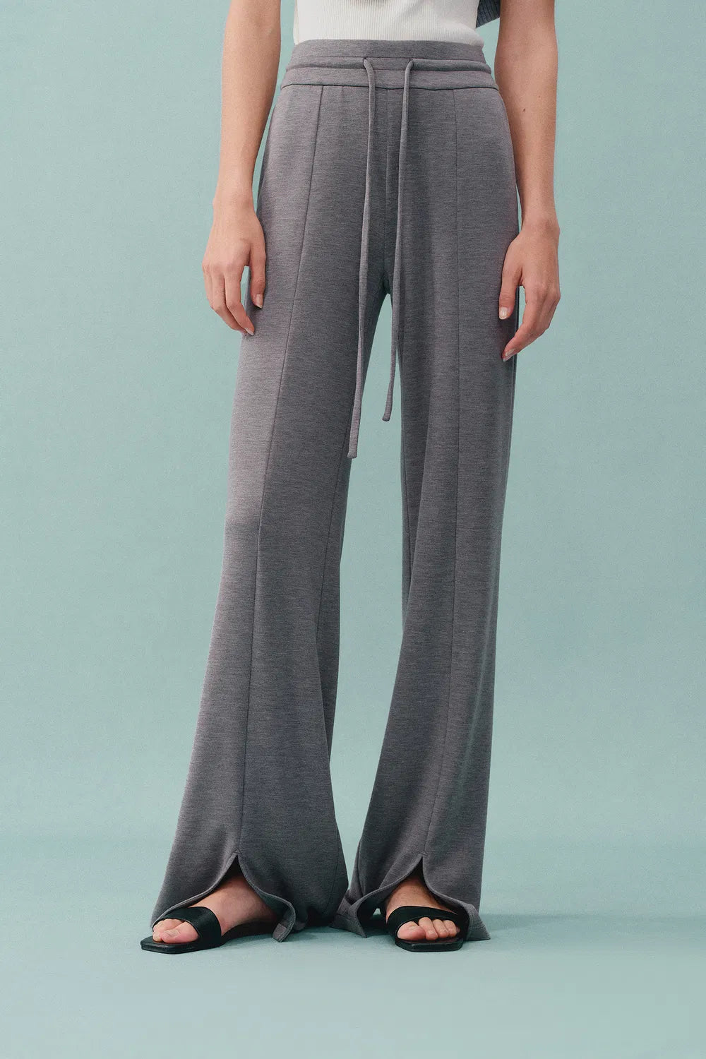 Yuri Split Hem Pants in Brushed Jersey knit