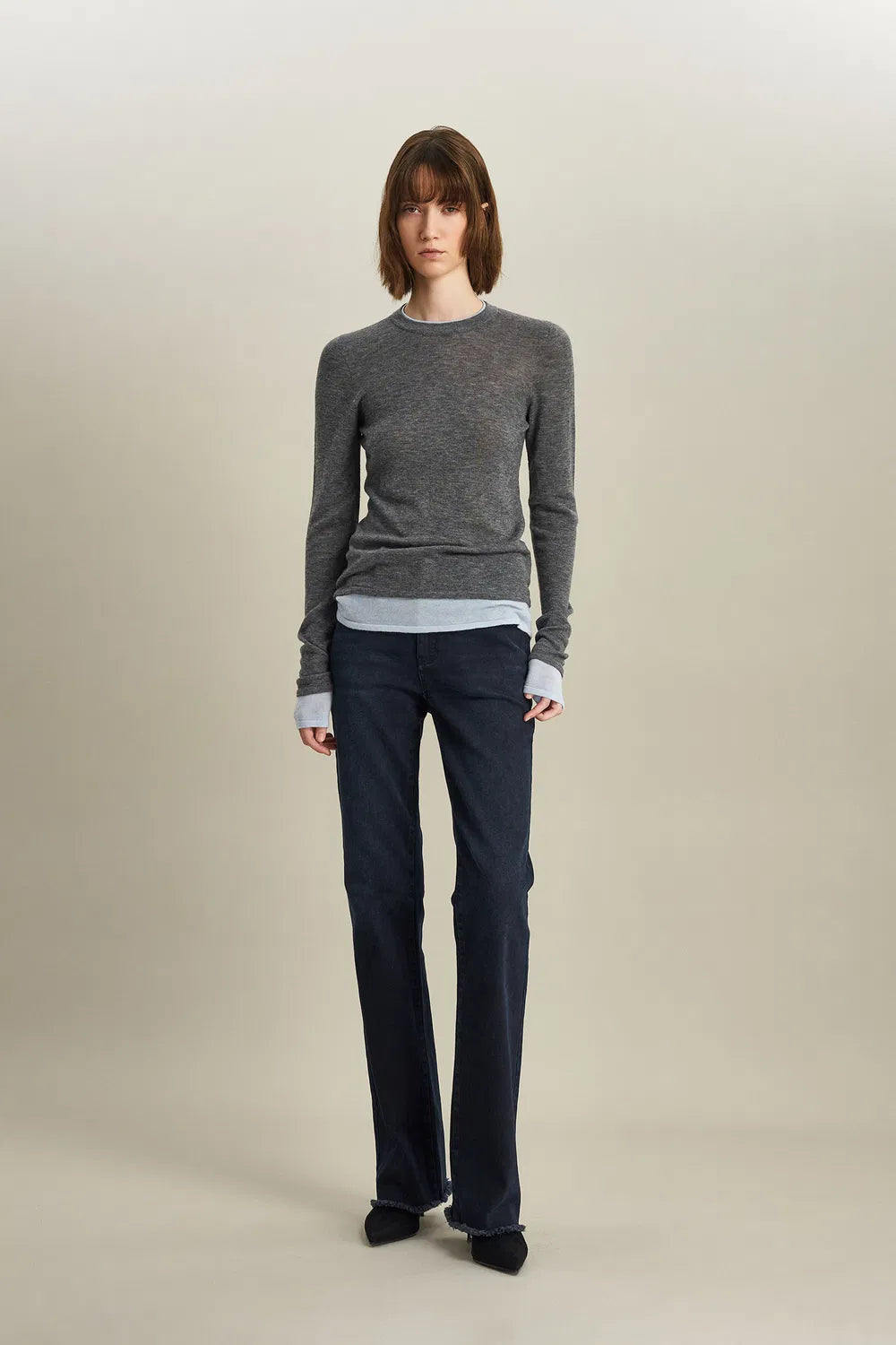 Laura Layered Look Sweater in Wool Knit