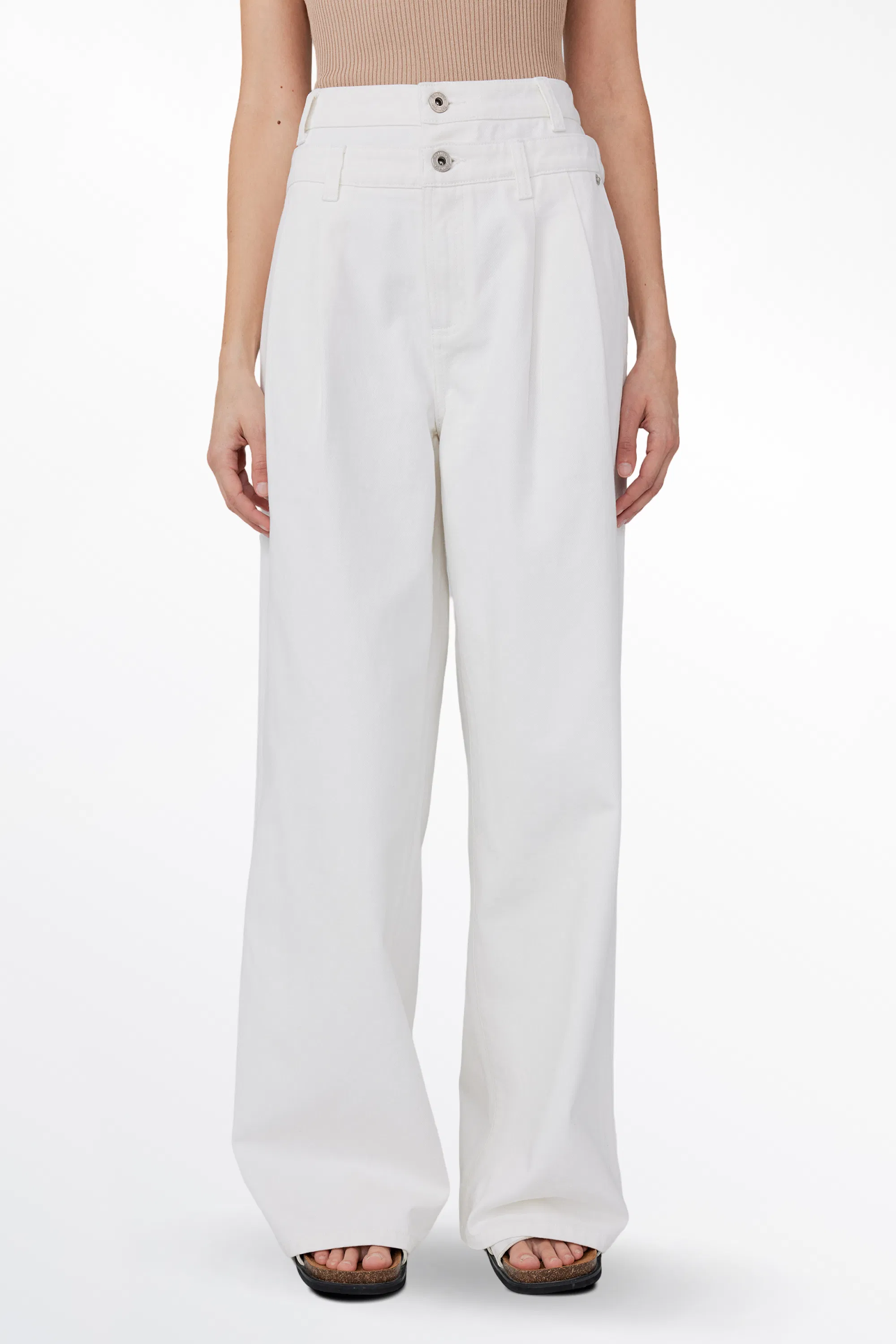 Doubline Double Waistband Straight-Leg Trousers