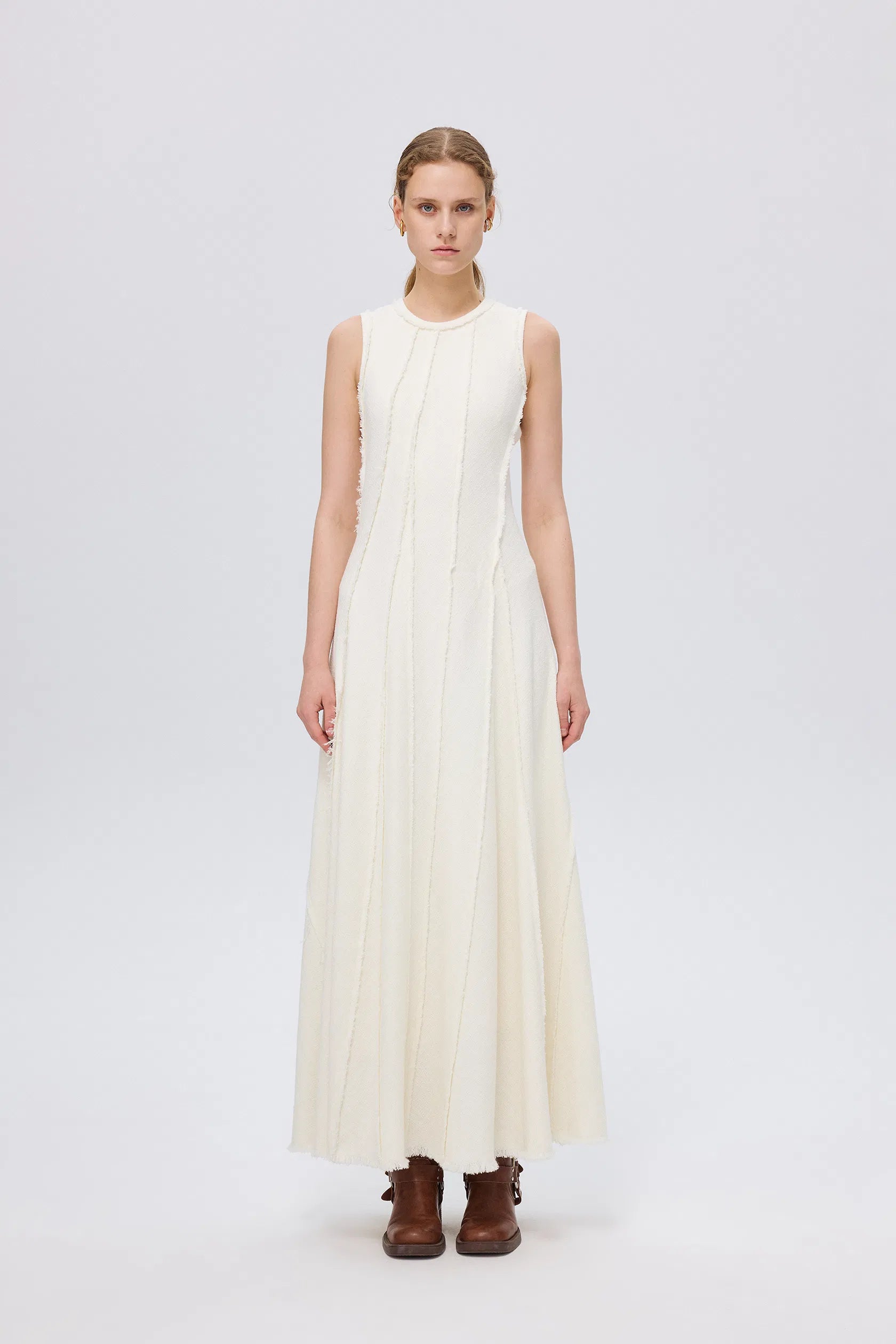 Sima Raw Seam Maxi Dress in Cotton Blend