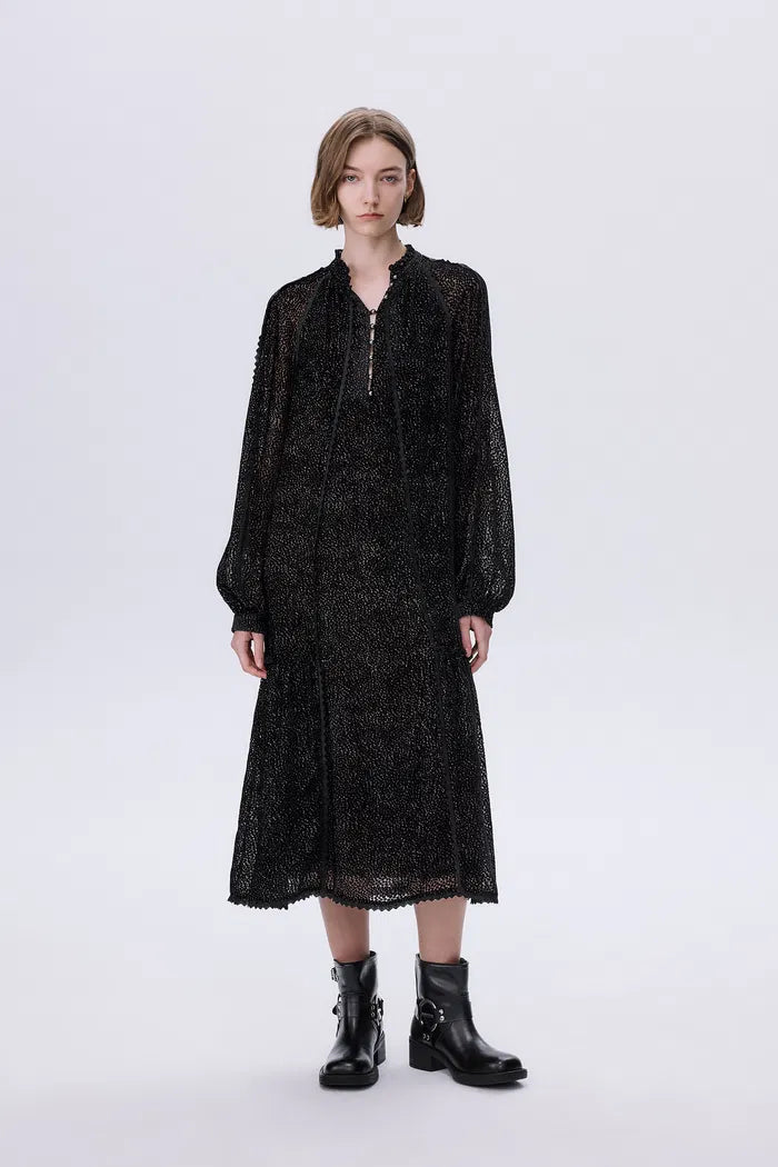 Dakota Lace Cut-Out Dress in Velvet Devoré