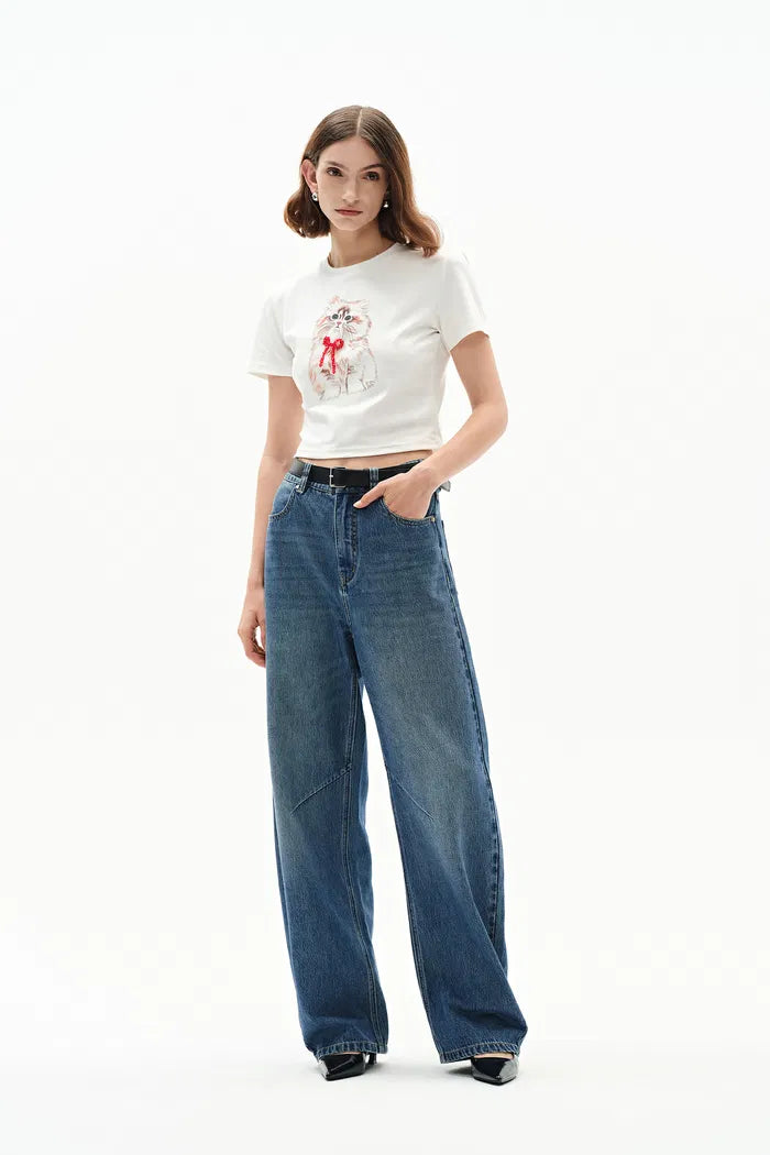 Luna Barrel Leg Jeans in Cotton Denim