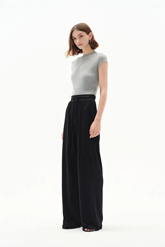 Lara Wide Leg Comfy Pants in Modal-Acetate Knit