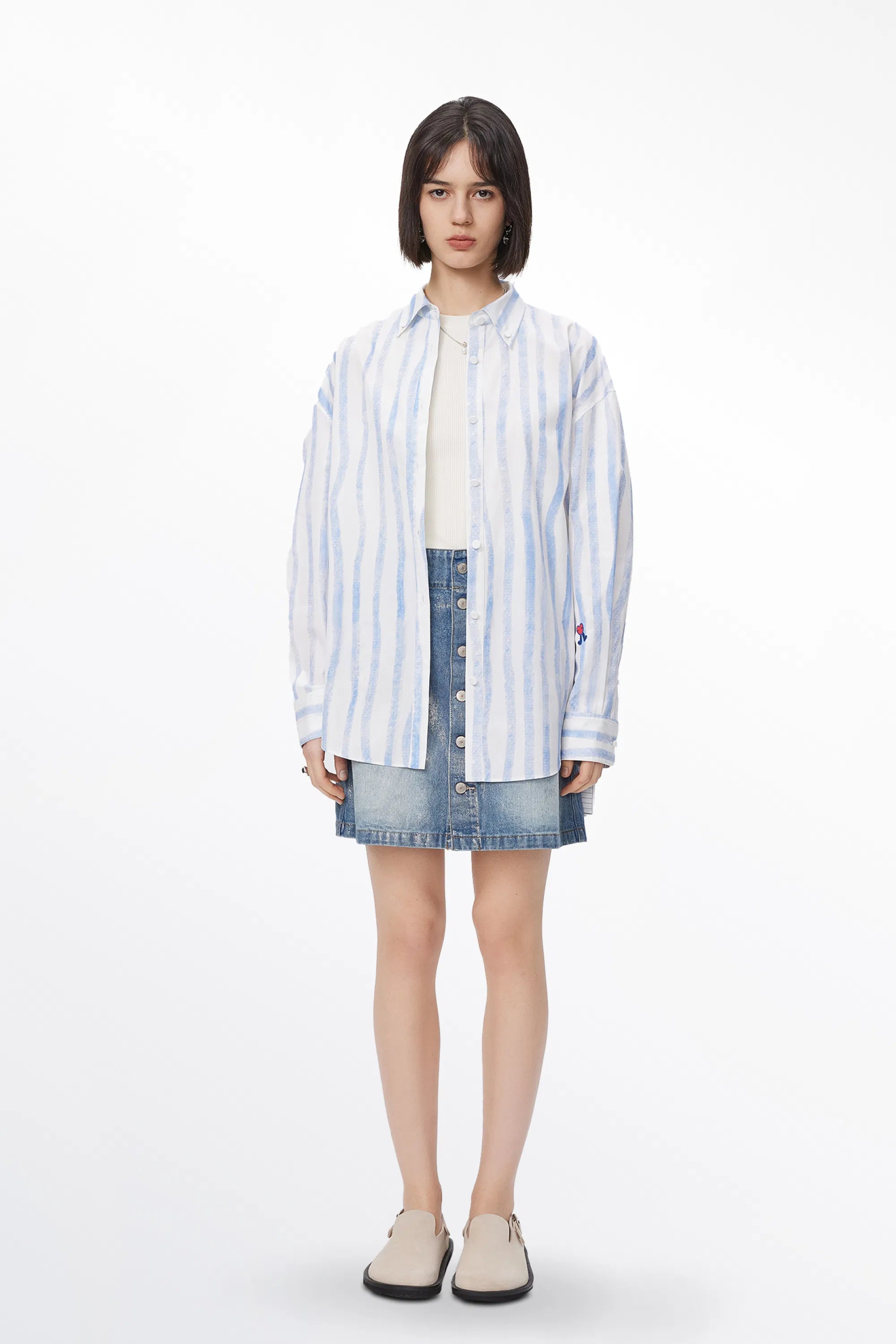 Conte Irregular Stripe Shirt in Cotton