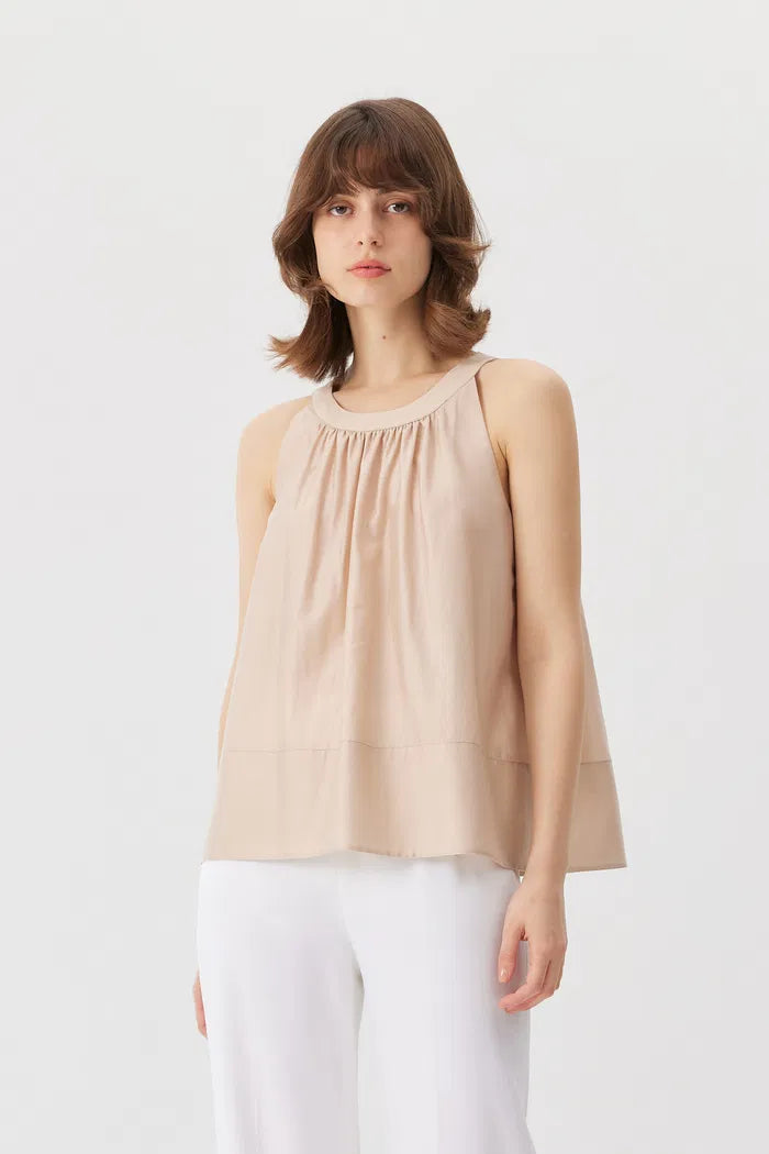 Leah Off-Shoulder Nude Top in Tencel Blend