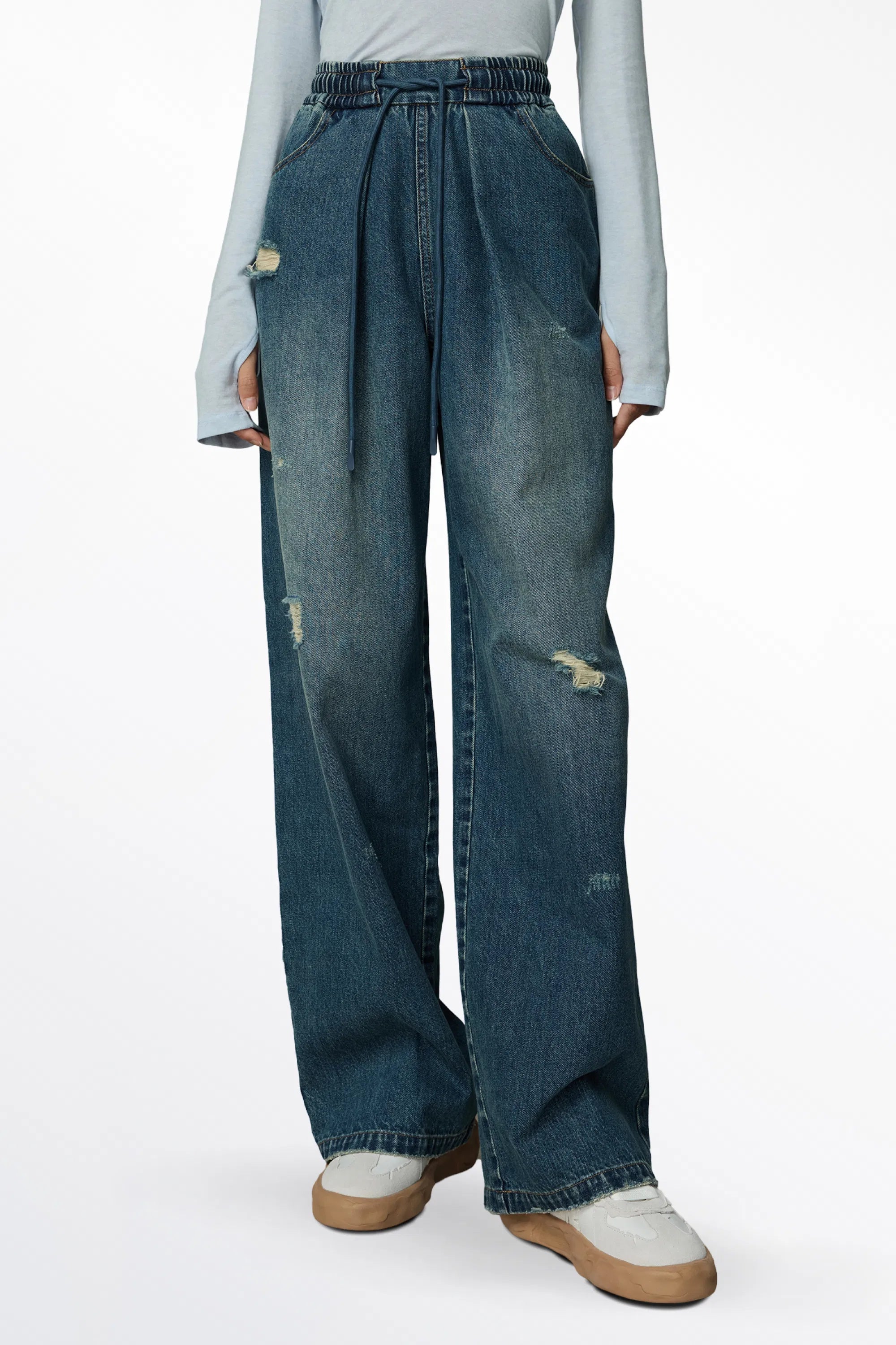 Judith Elastic Waist Jeans in Cotton Denim