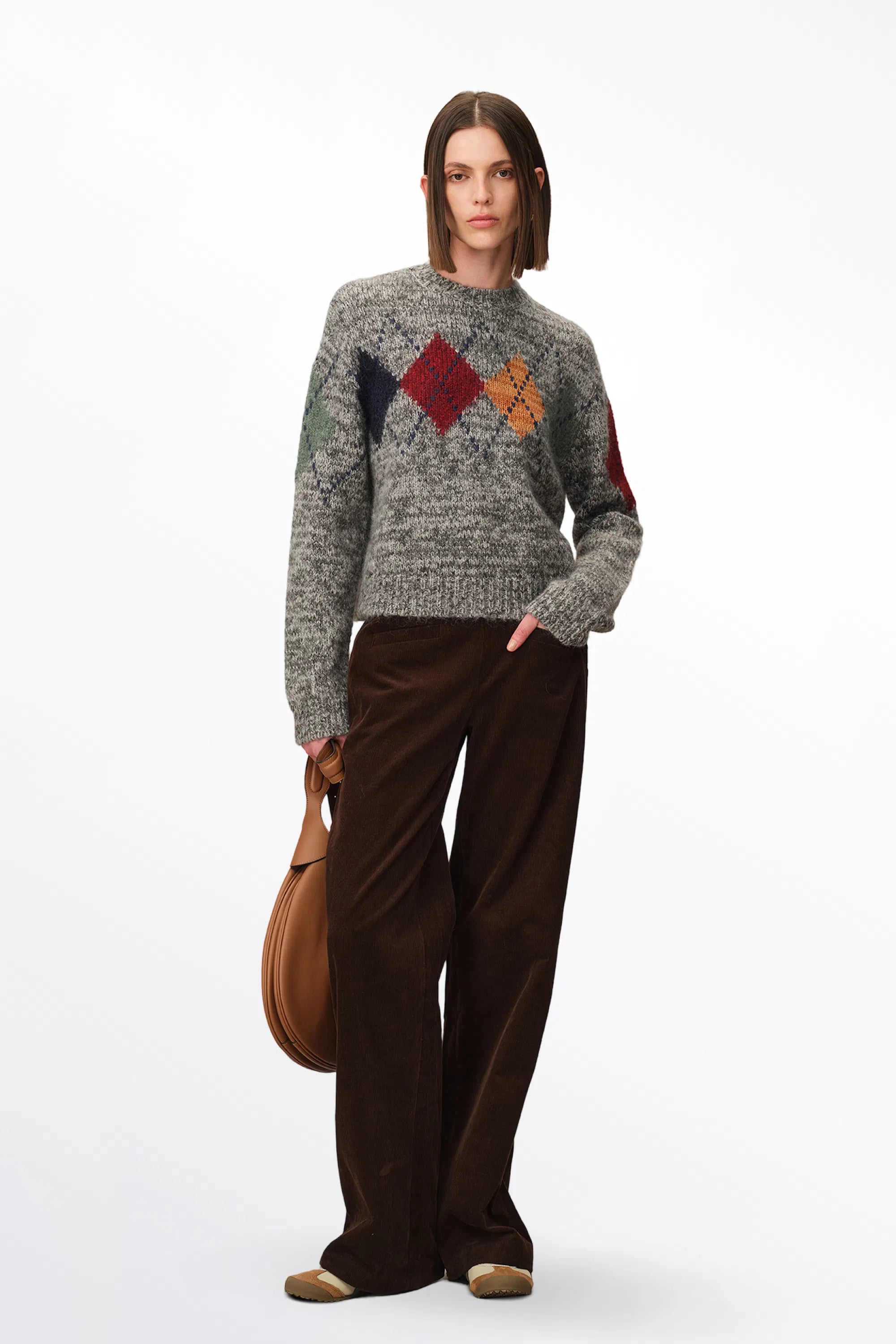 Demi Argyle Sweater in Merino Wool Knit