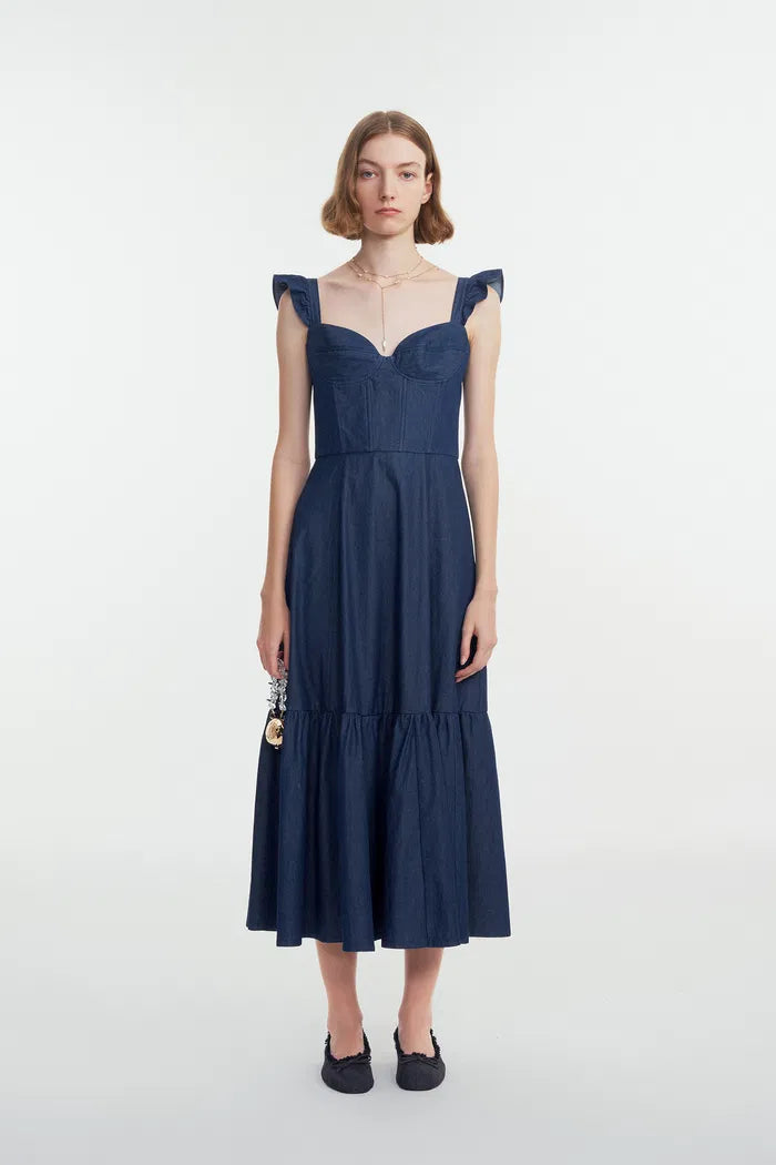 Ocean Dress in Washed Cotton Denim