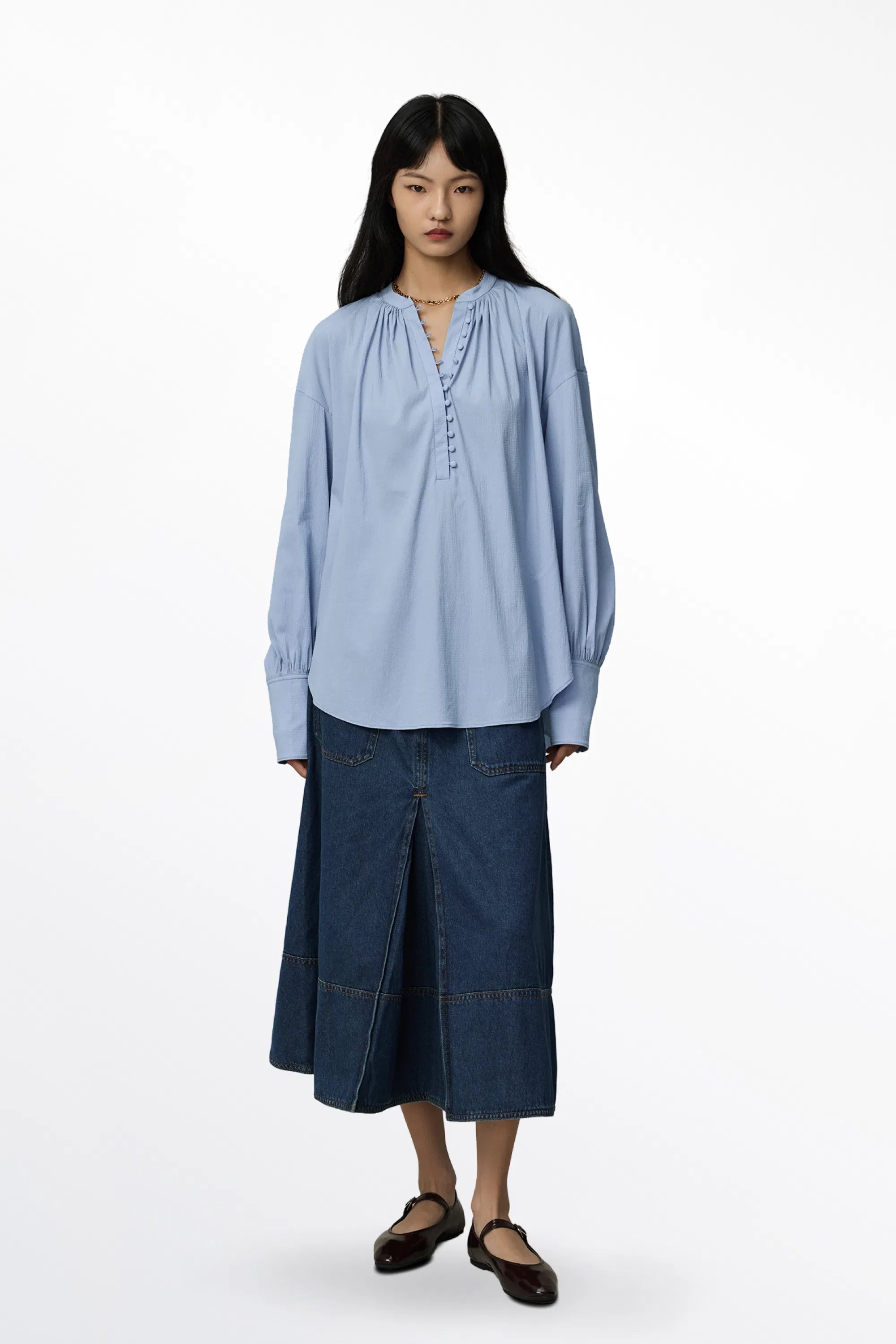 Lila Laidback French Shirt in Tencel-Cotton