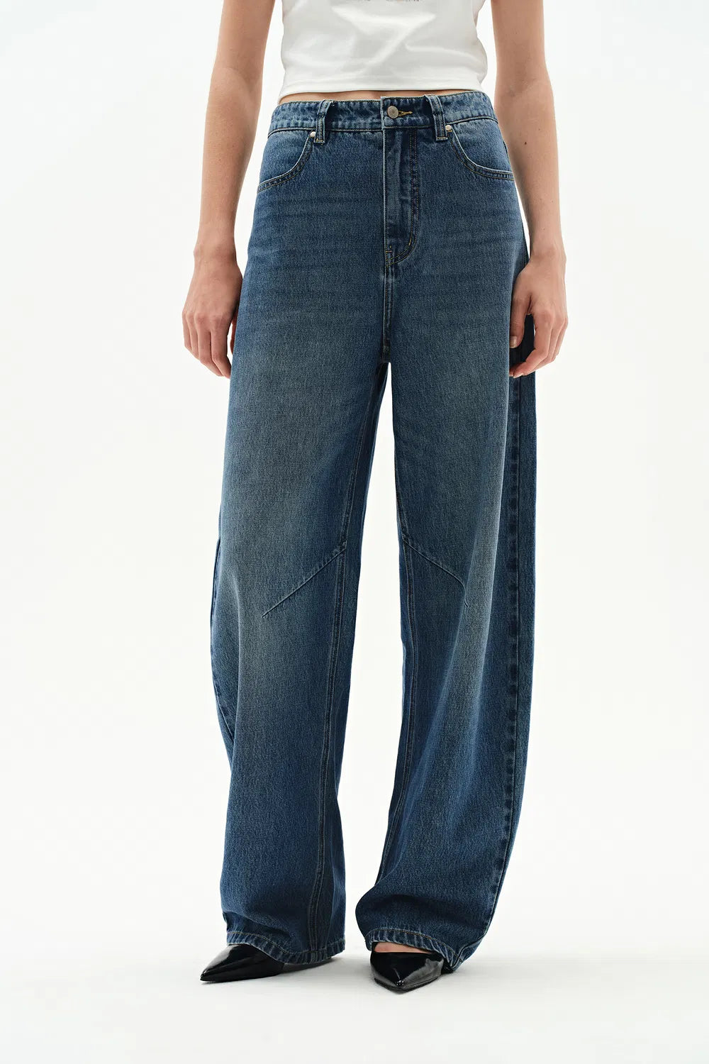 Luna Barrel Leg Jeans in Cotton Denim