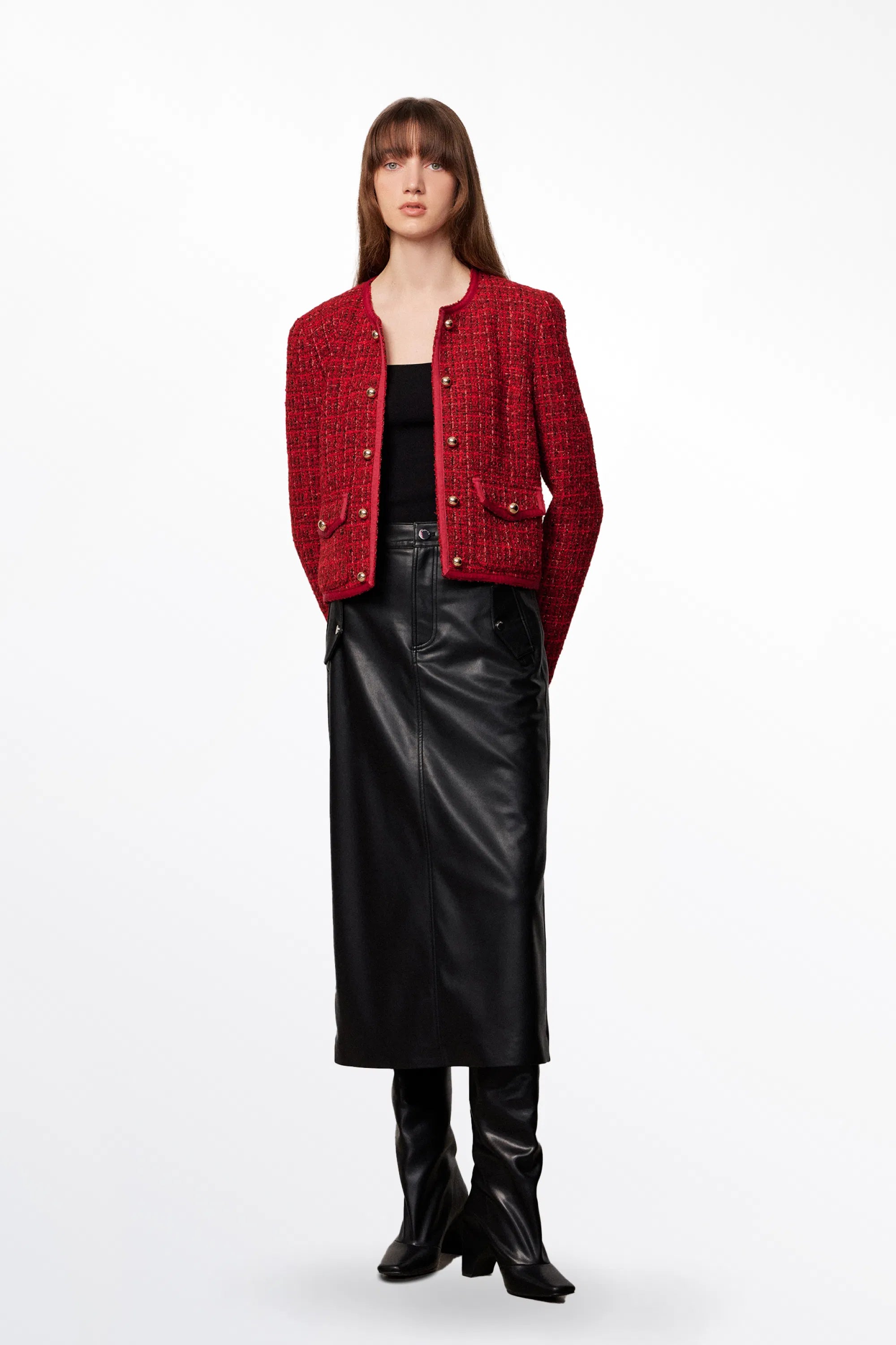 Lisa Double-Breasted Jacket in Textured Tweed