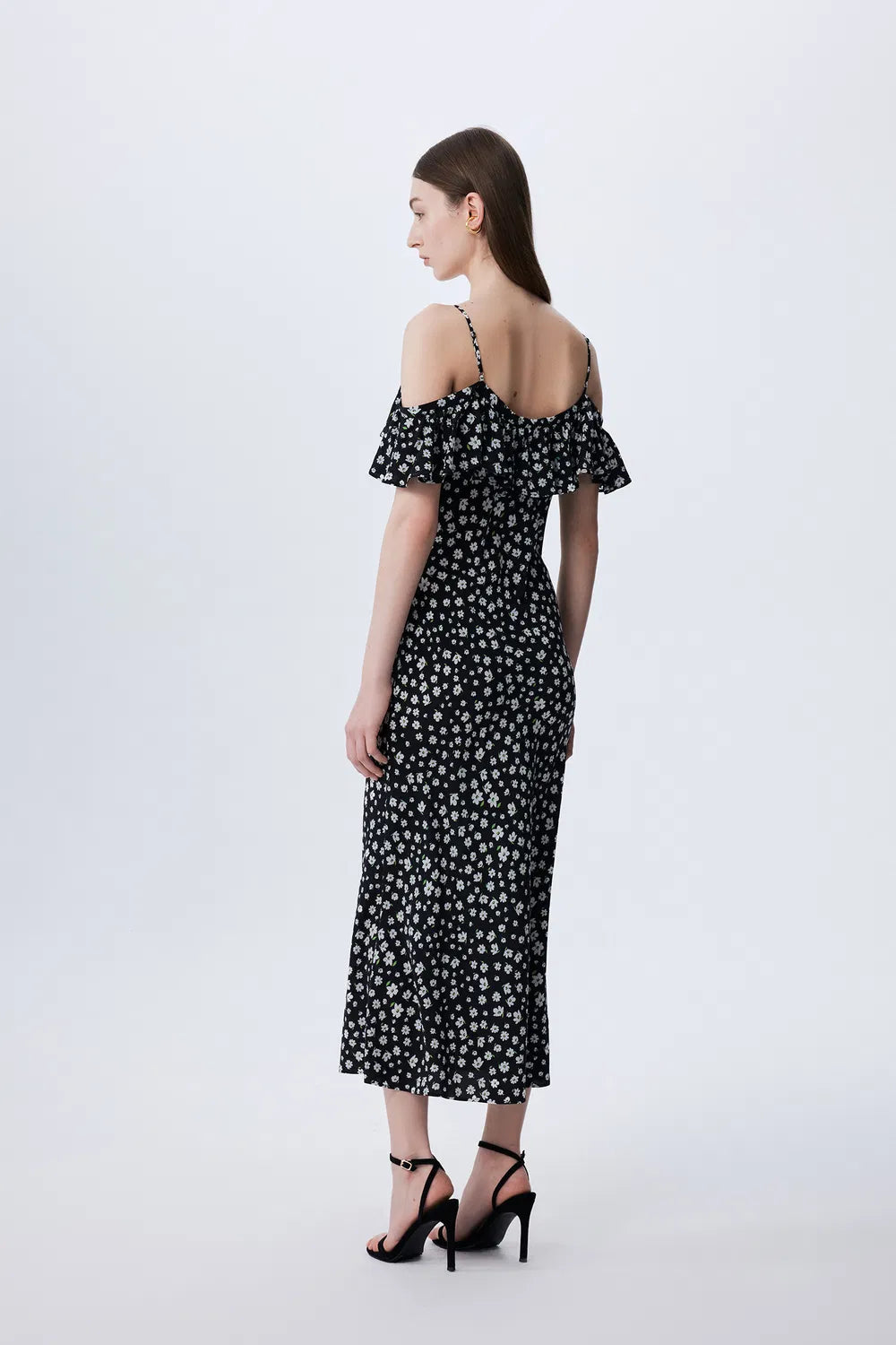 Shalom Daisy Print Dress in Double Crepe Silk