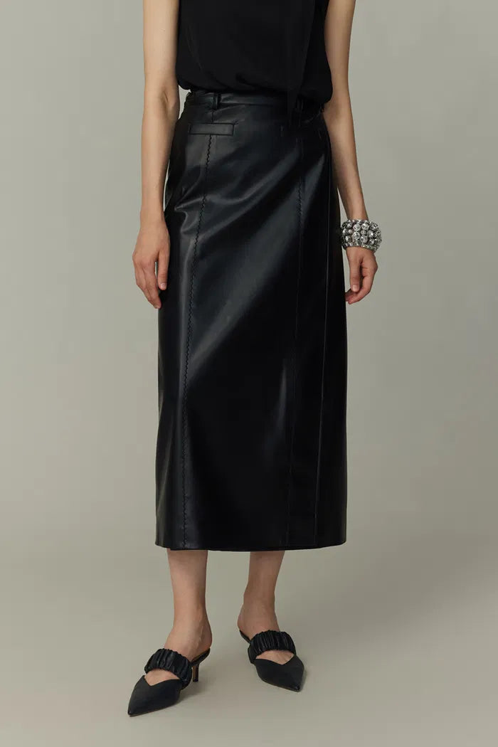 Gigi Midi Skirt in Vegan Leather