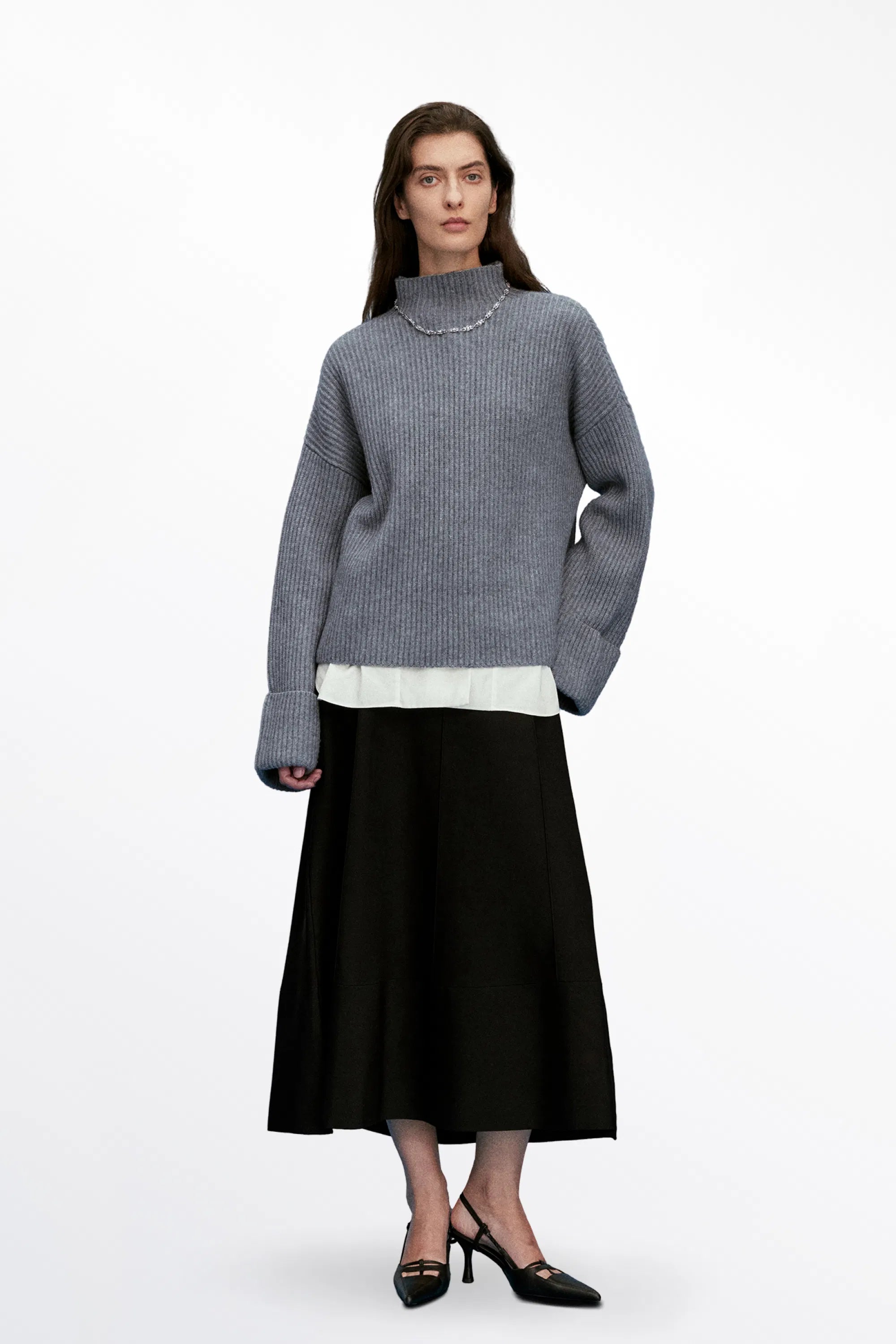 Victoria Mock Neck Sweater in Merino Cashmere Knit