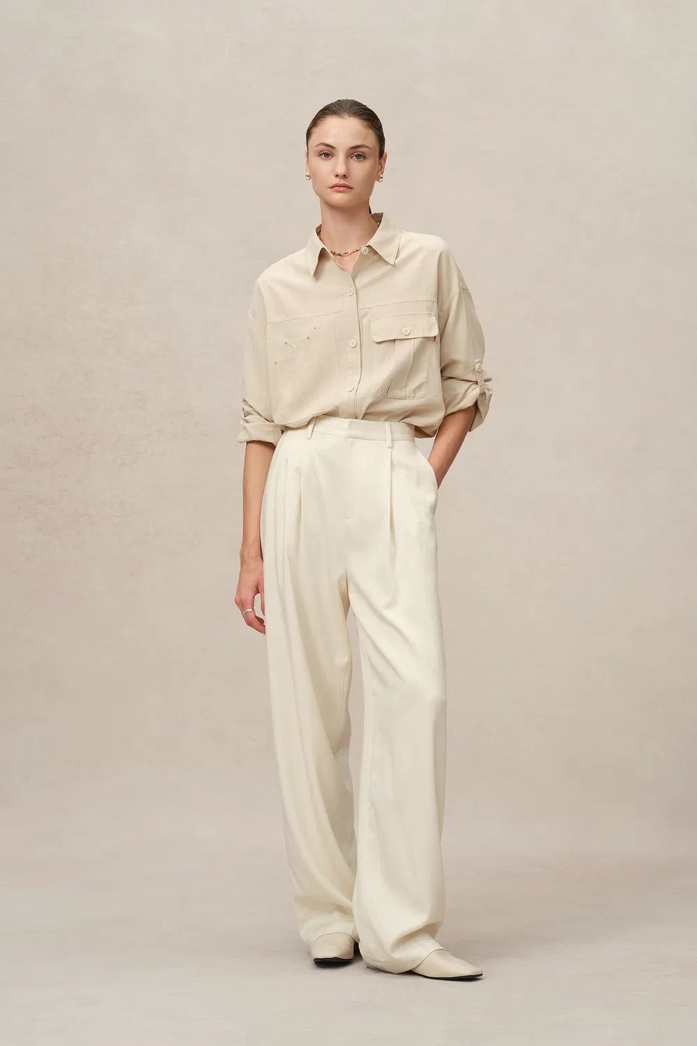 Hazo Utility Blouse in Tencel-Linen Blend