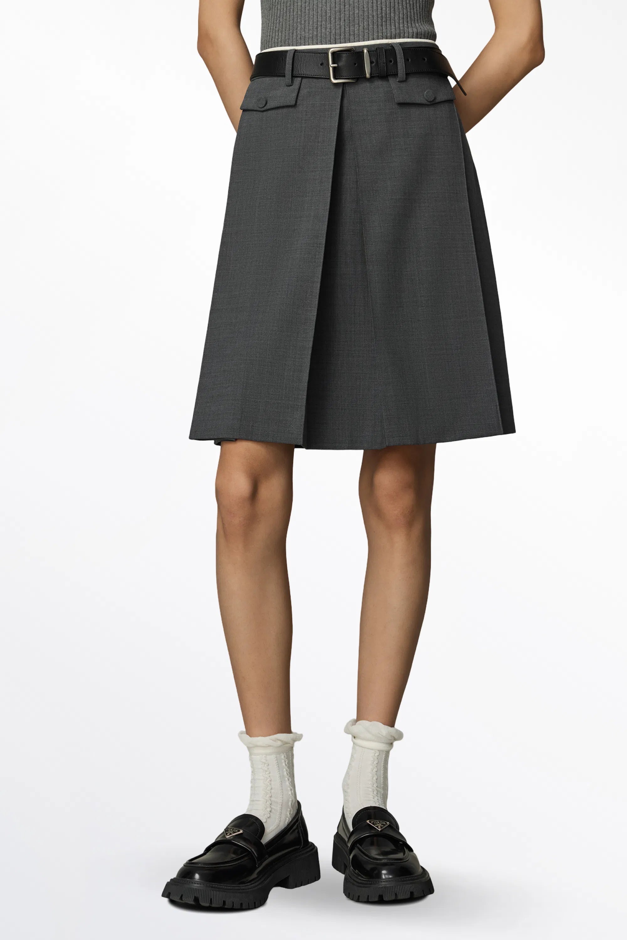 Aurora Pleated Skort in Fine Wool Blend