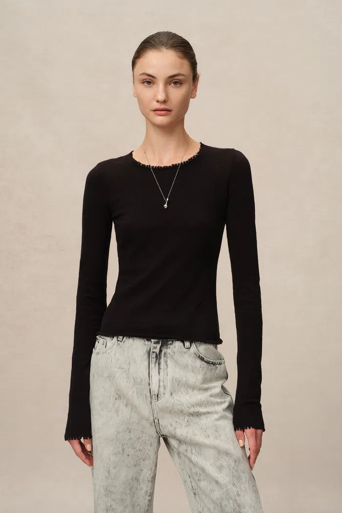 Basic Sheer Base Shirt in Cotton-Cashmere Knit