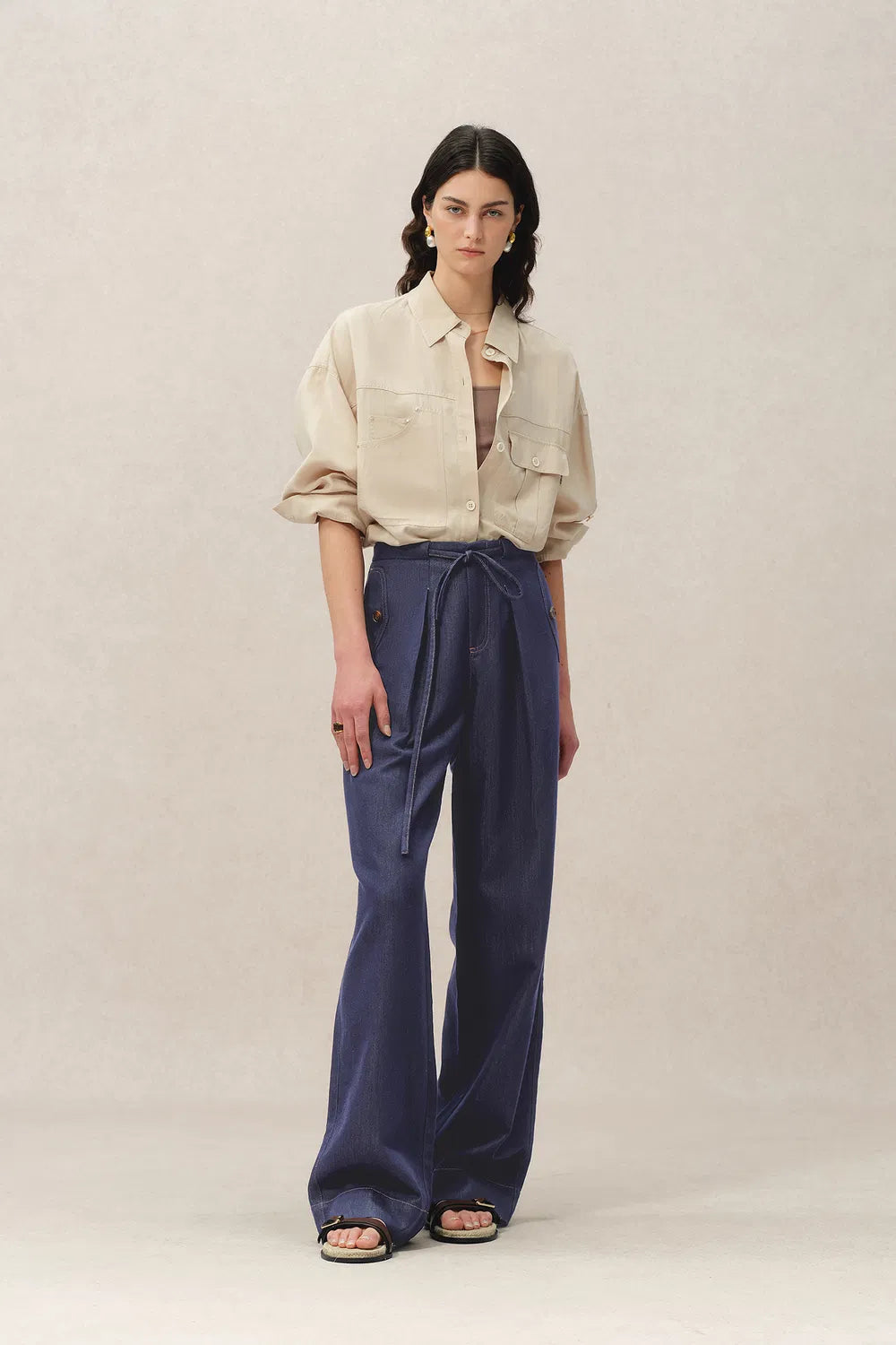 Claire Tie Waist Jeans in Raw Denim