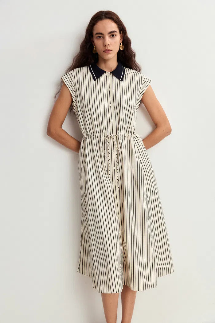 Rosent Stripe Dress in Cotton Poplin