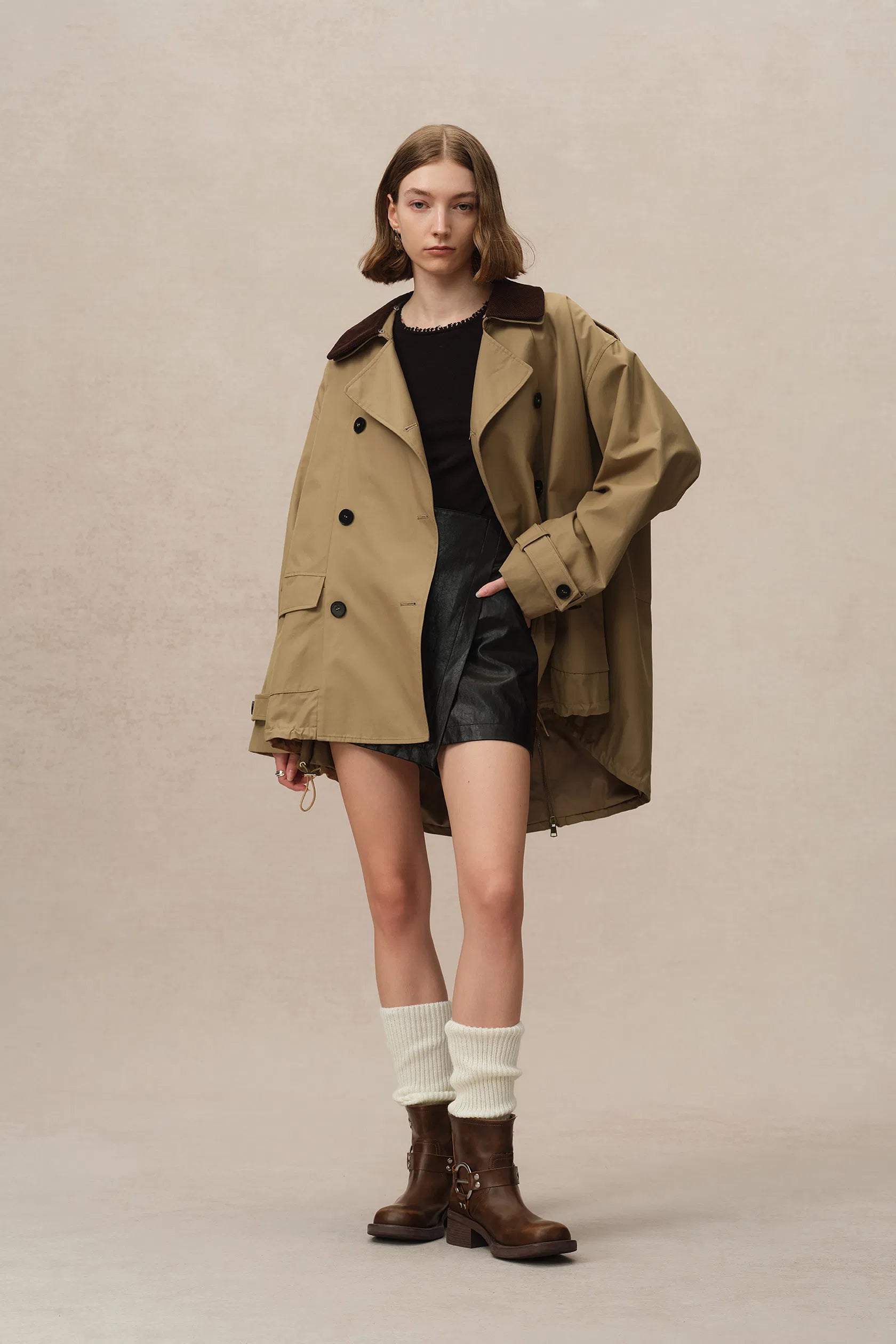 Cassian Short Trench Coat in Water-Repellent Cotton Blend