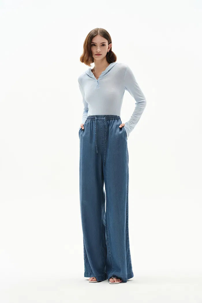 Seren Elastic Waist Wide Leg Jeans in Lyocell Denim