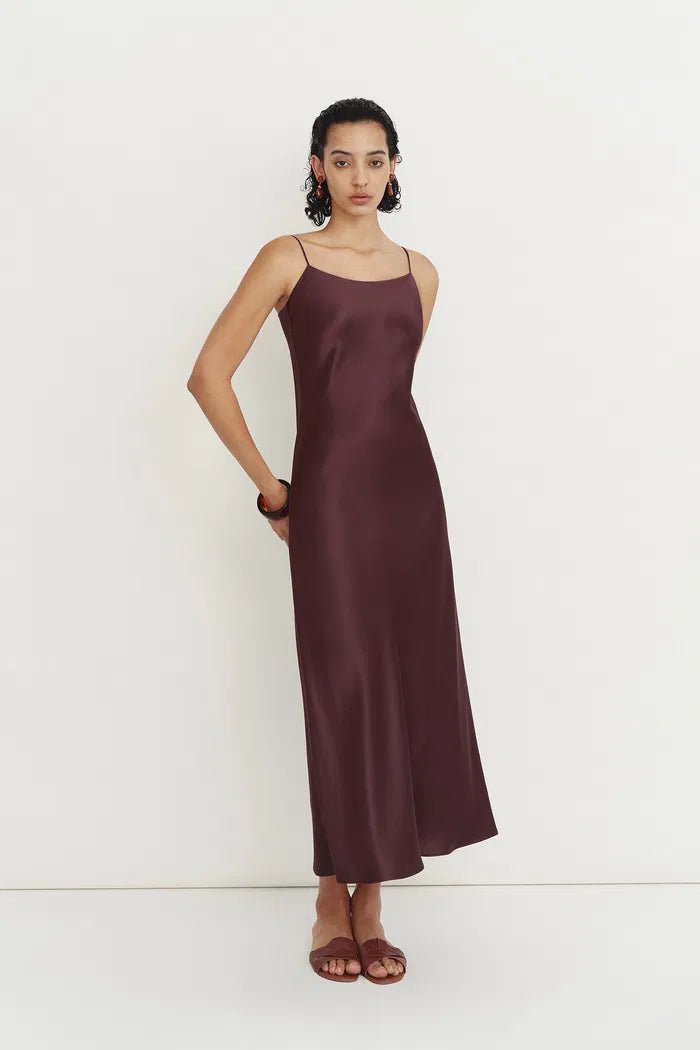 Emma Silky Thin Strap Slip Dress in Lustrous Acetate