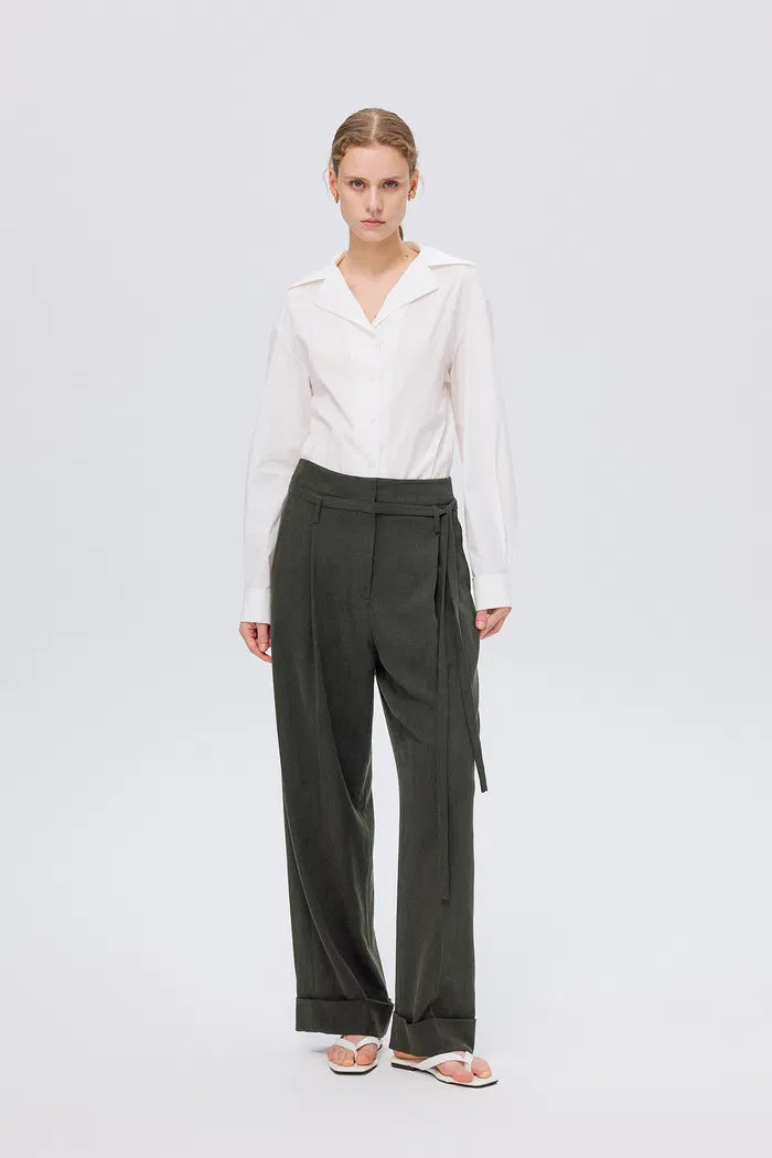 Suma High Waisted Straight Leg Pants in Tencel Lyocell Blend