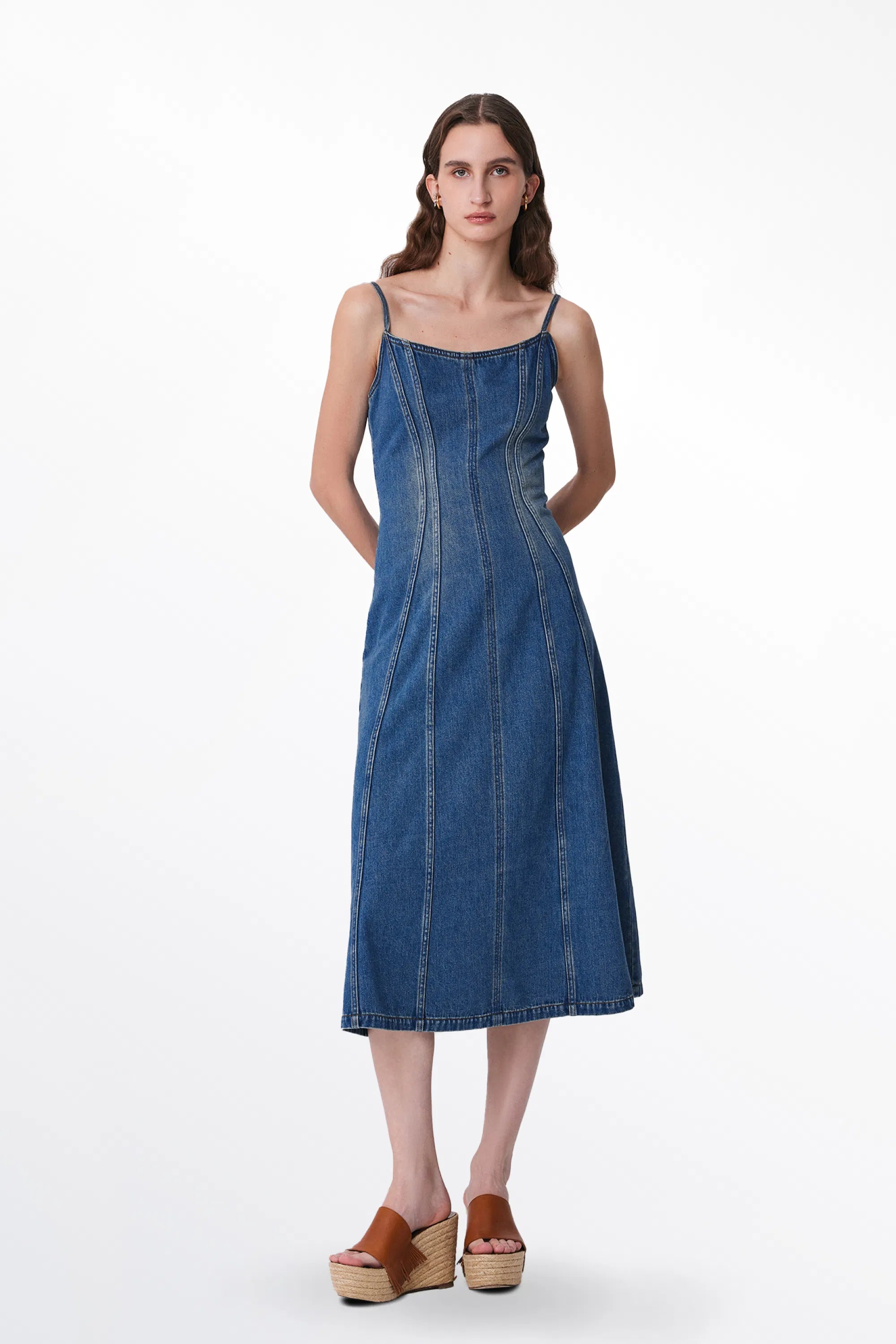 Carmelia Pinafore Dress in Cotton Denim