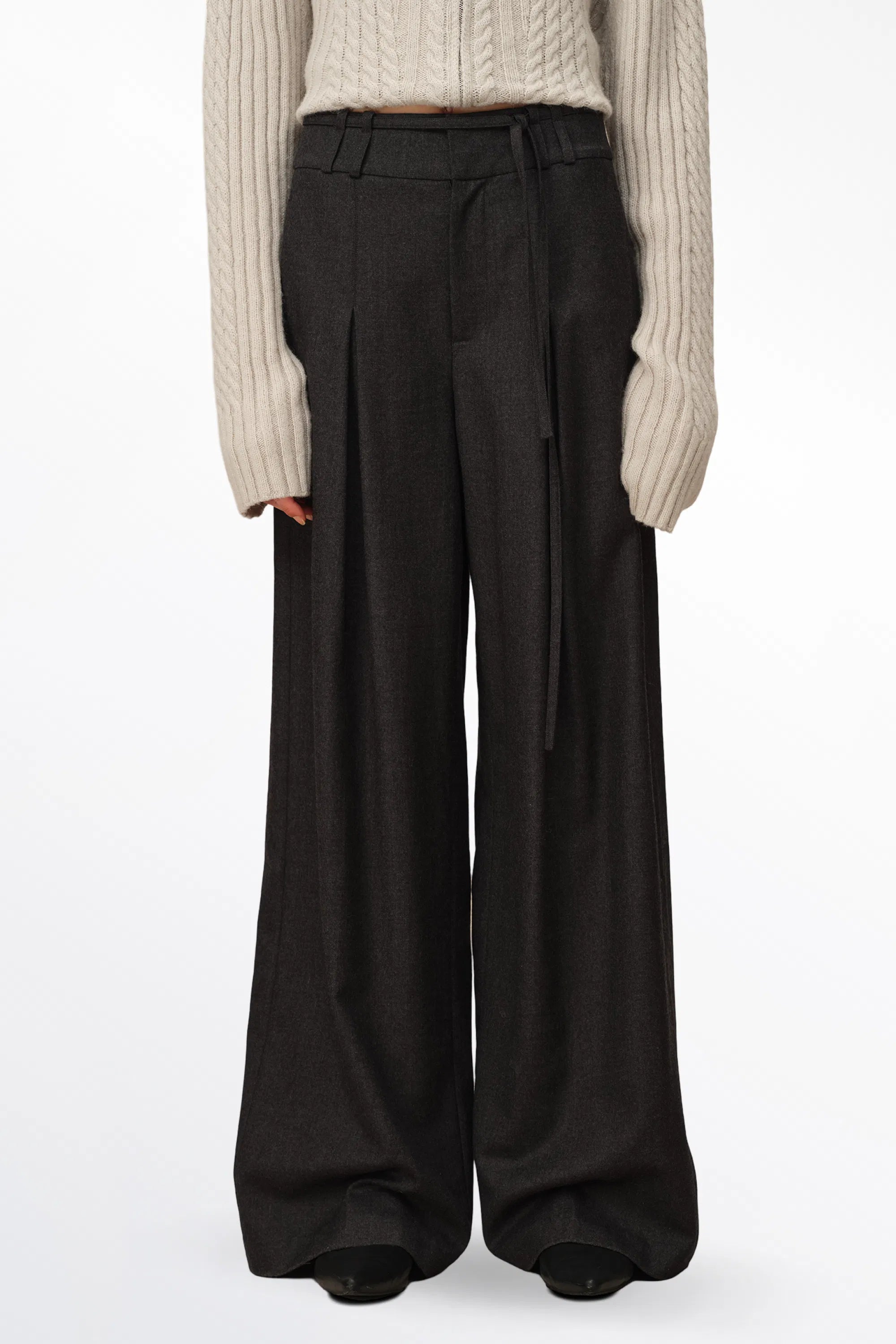 Paola Wide Leg Suit Pants in Fine Worsted Wool